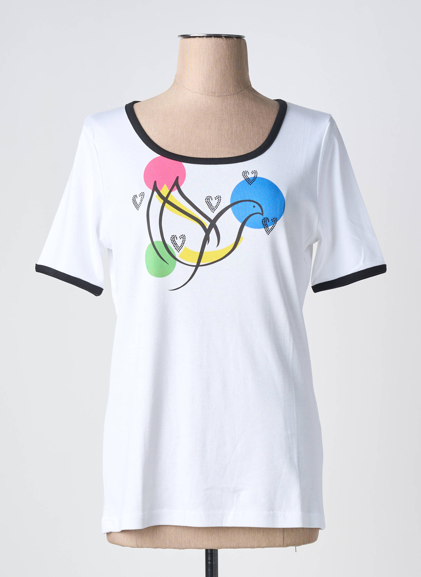 T-shirt sérigraphie manches courtes blanc TELMAIL femme