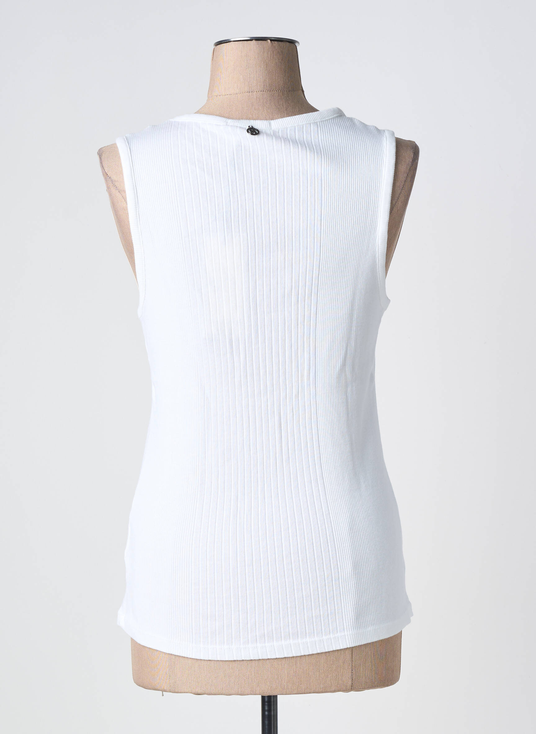Débardeur tissage côtelé sans manche blanc MALOKA femme