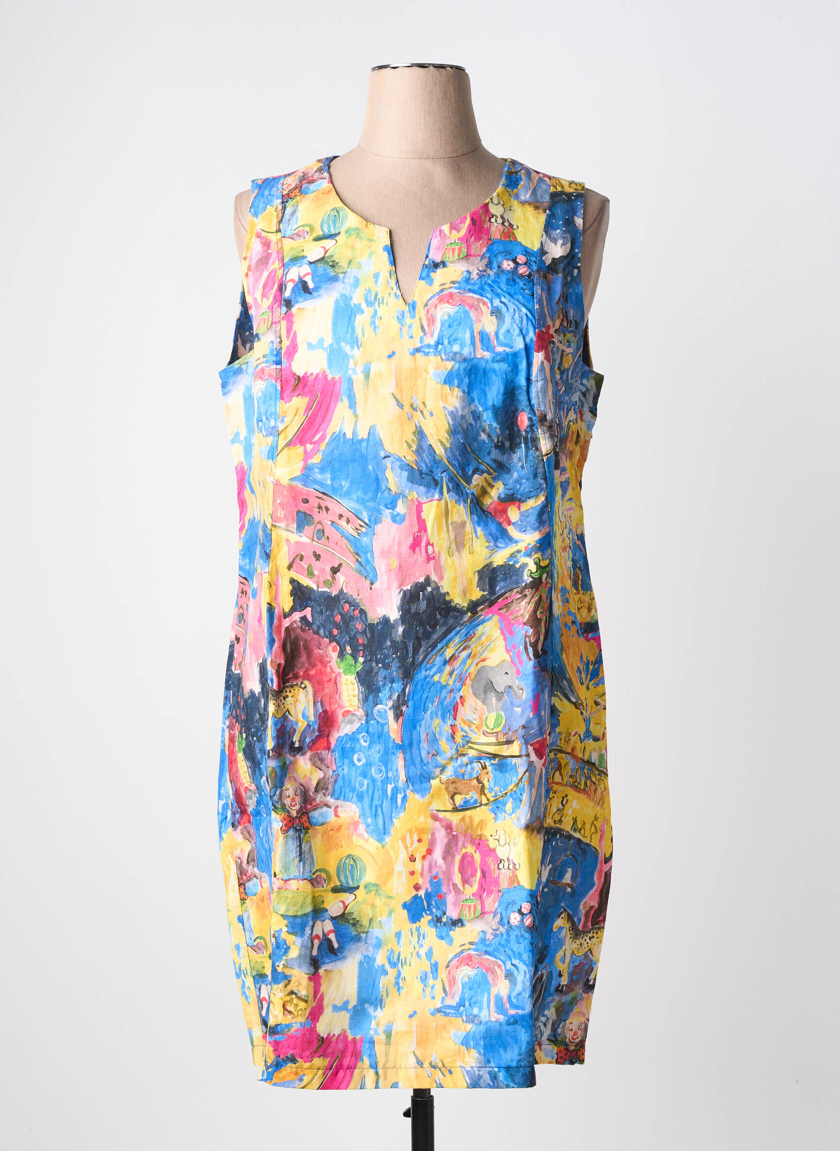 Robe mi-longue sans manche sans manche bleu MALOKA femme