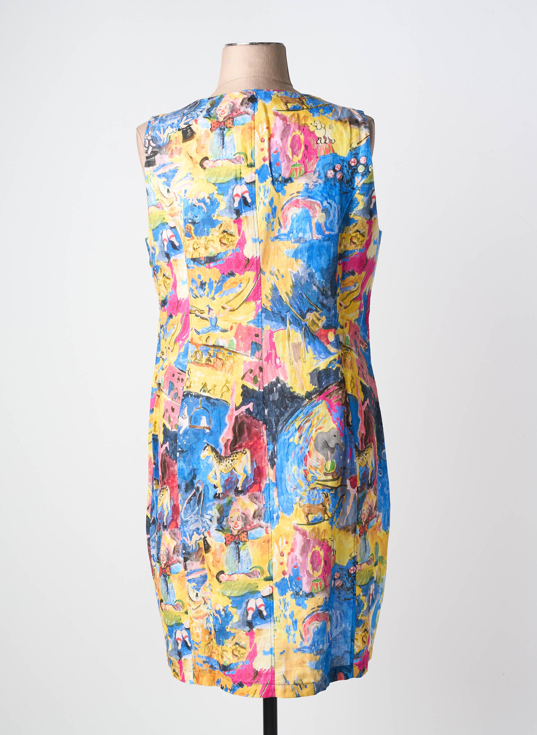 Robe mi-longue sans manche sans manche bleu MALOKA femme
