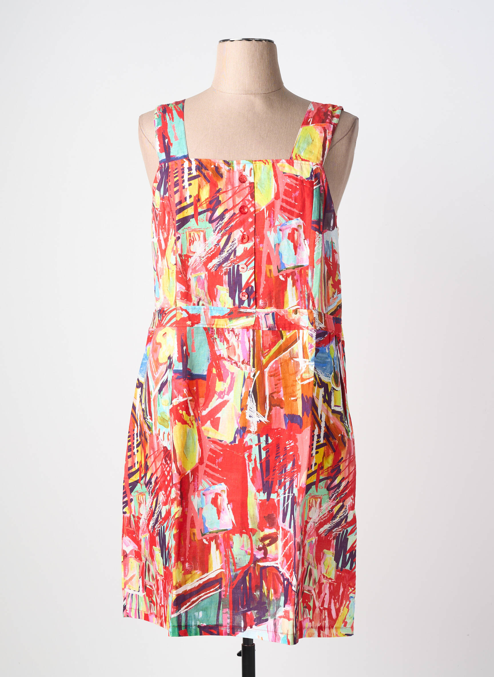 Robe mi-longue sans manche sans manche rouge MALOKA femme