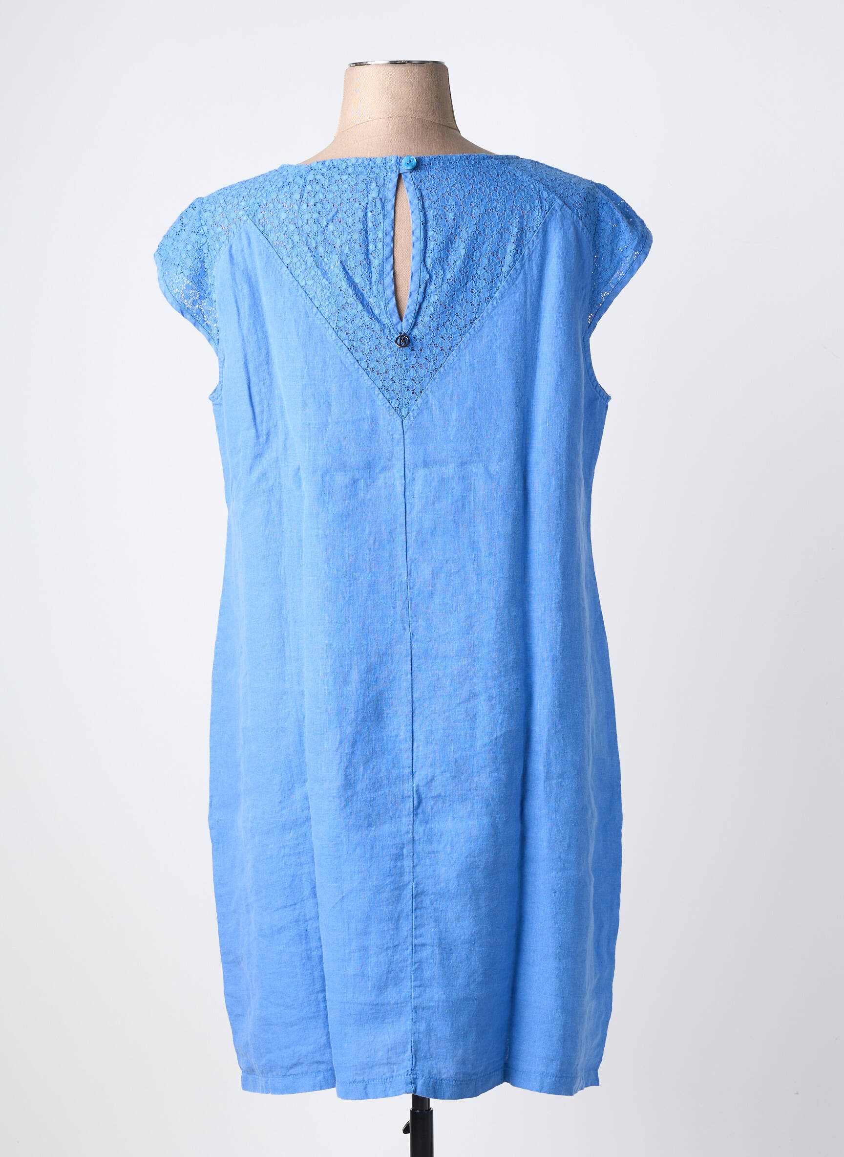 Robe mi-longue manches courtes manches courtes bleu MALOKA femme
