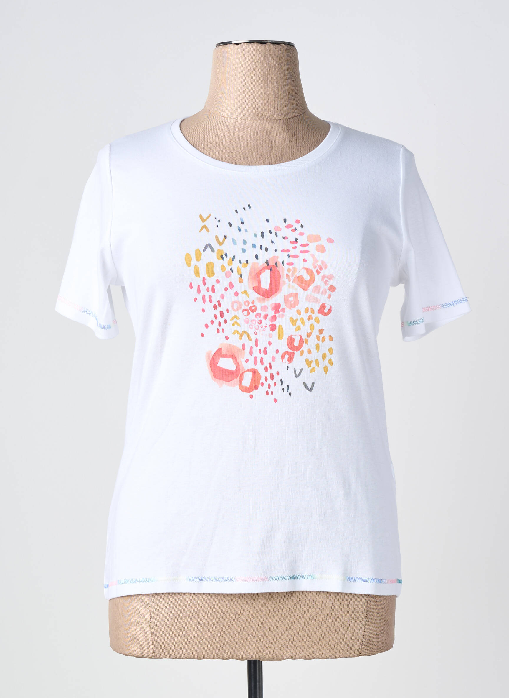 T-shirt stretch manches courtes blanc TELMAIL femme