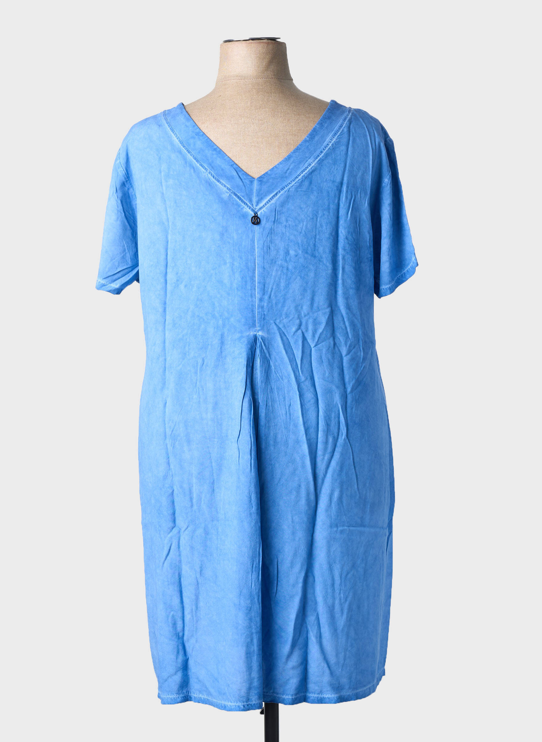 Robe mi-longue manches courtes manches courtes bleu MALOKA femme