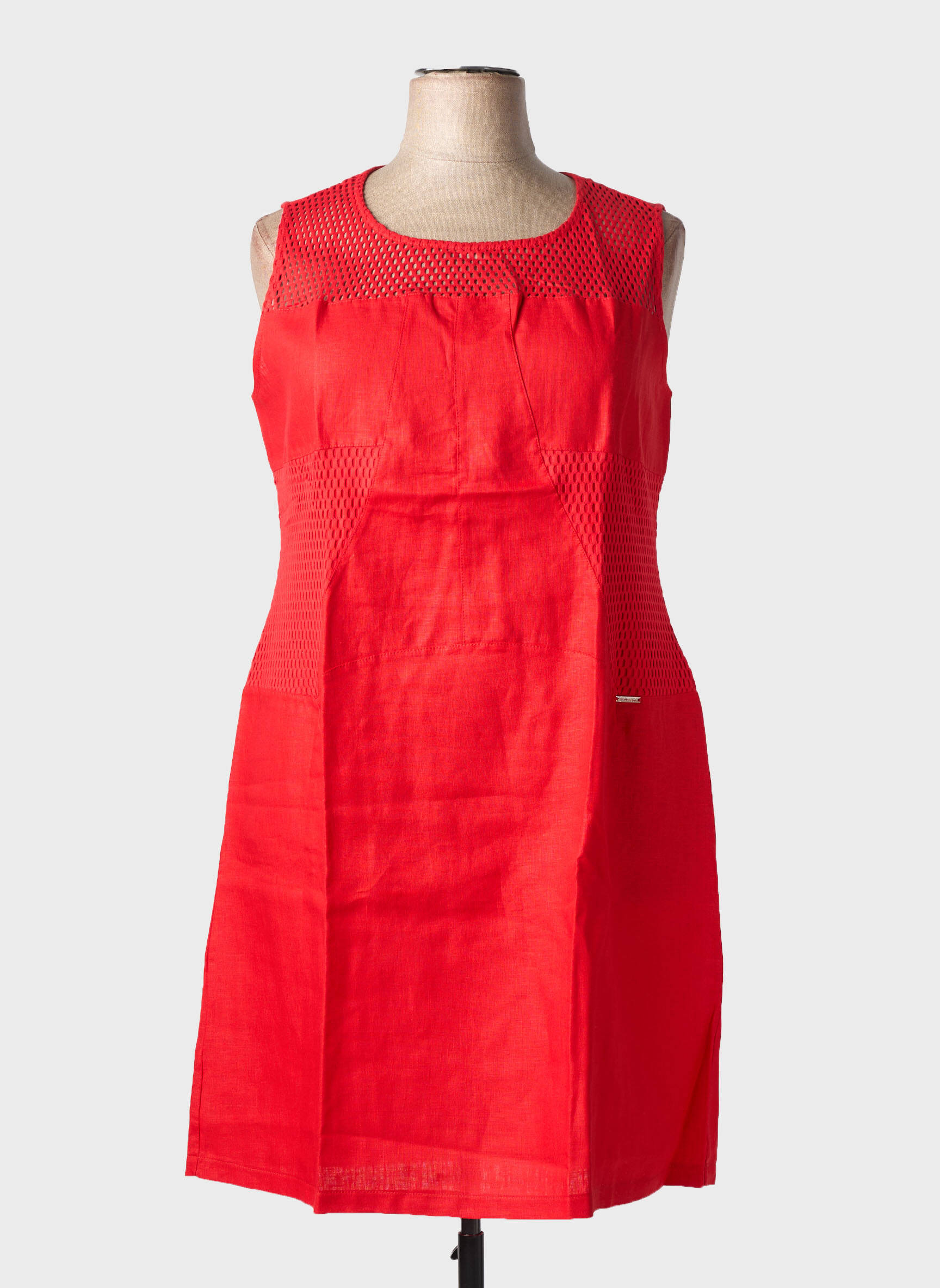Robe mi-longue sans manche sans manche rouge MALOKA femme