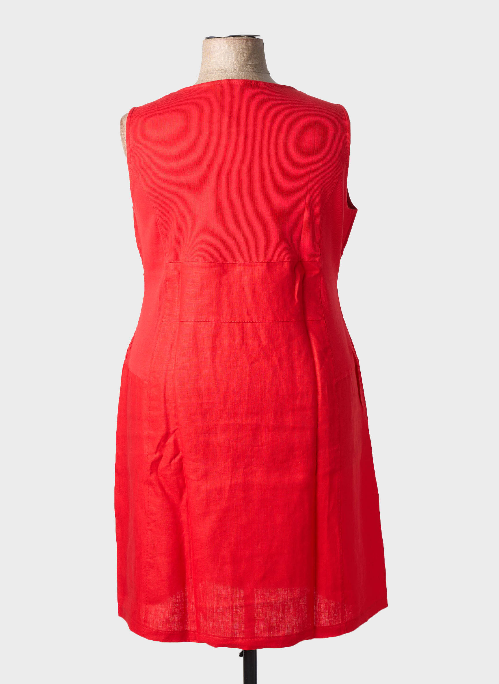 Robe mi-longue sans manche sans manche rouge MALOKA femme