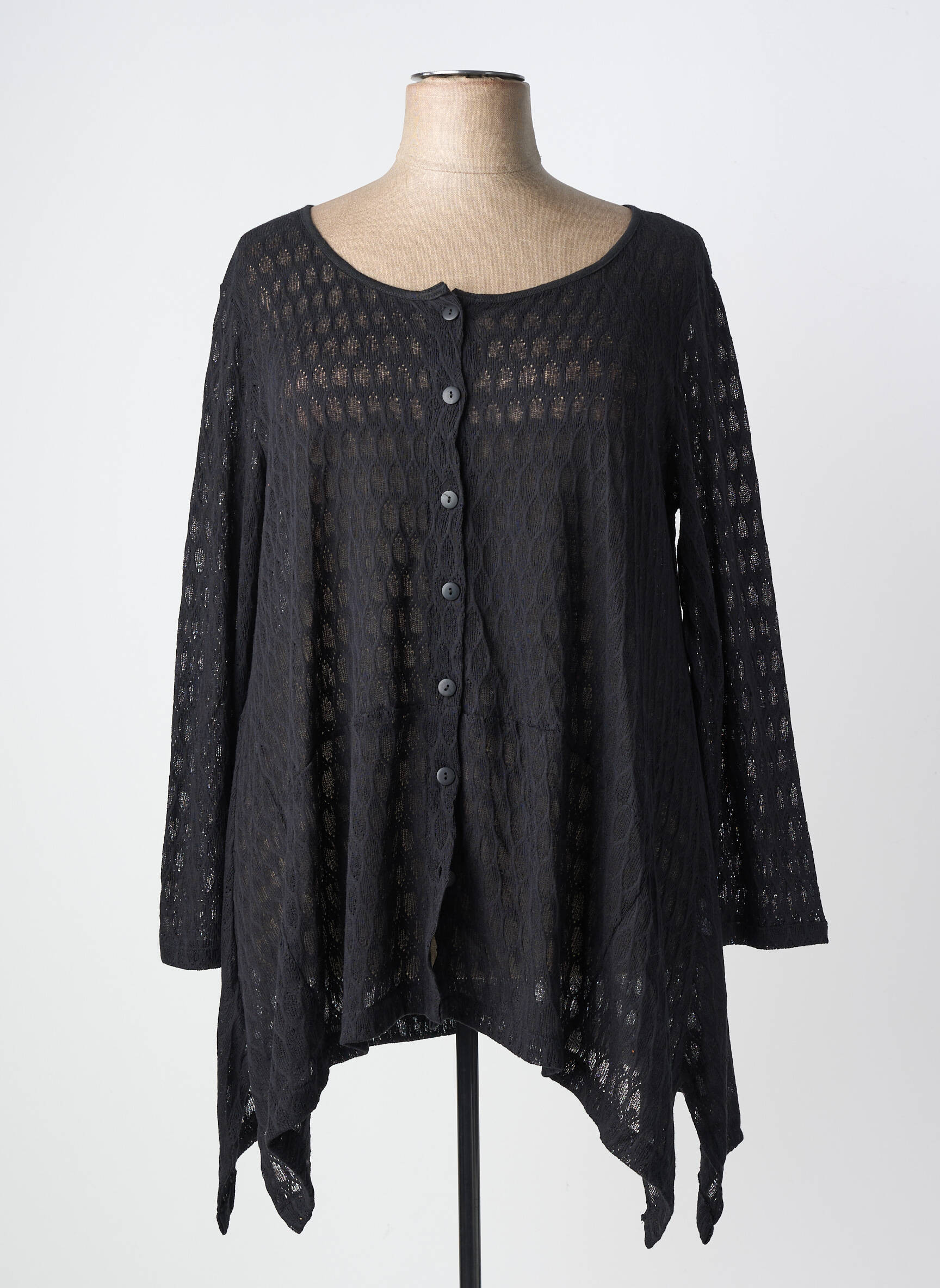 Top col rond manches 3/4 noir G!OZE femme
