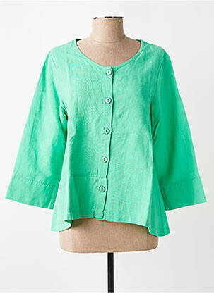 Gilet manches longues col rond vert G!OZE femme