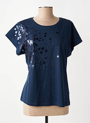 T-shirt sérigraphie floquée manches courtes bleu TELMAIL femme