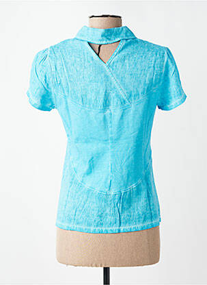 Chemisier manches courtes manches courtes bleu MALOKA femme
