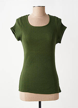 T-shirt stretch manches courtes vert MALOKA femme