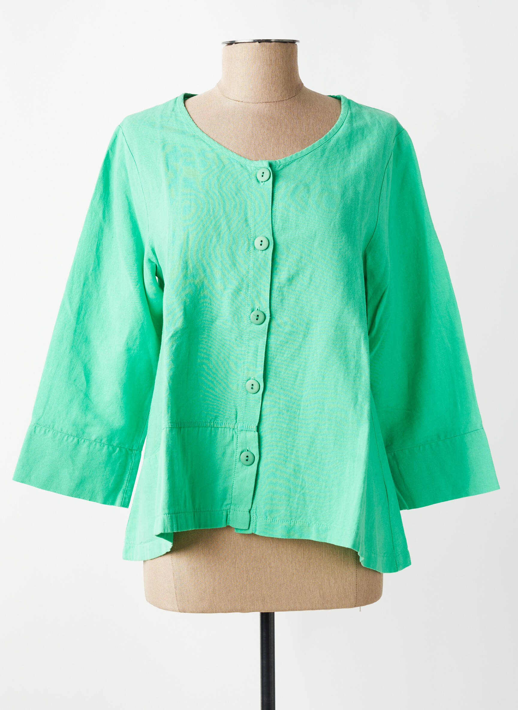 Gilet manches longues col rond vert G!OZE femme