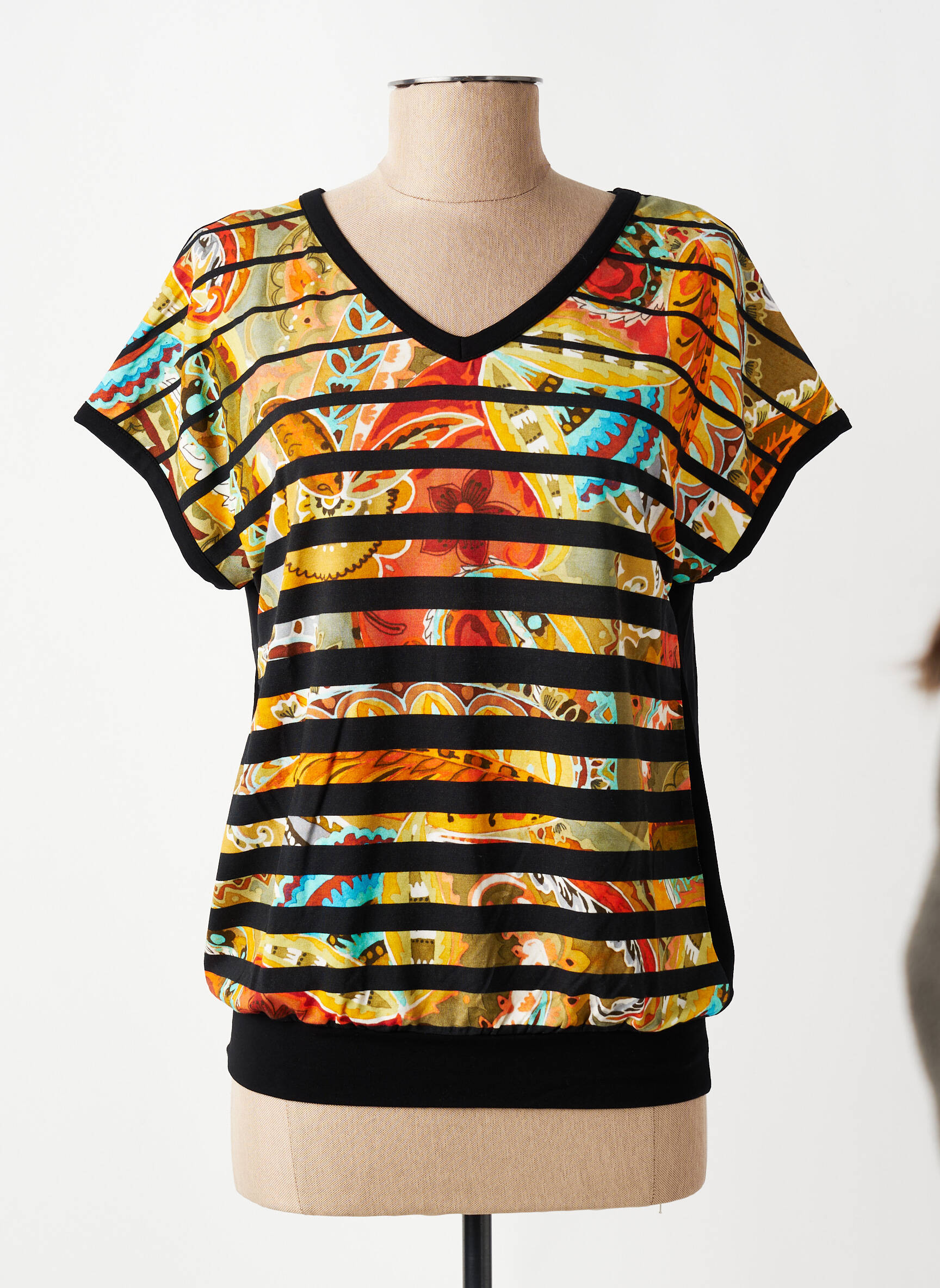 Top stretch manches courtes noir TELMAIL femme