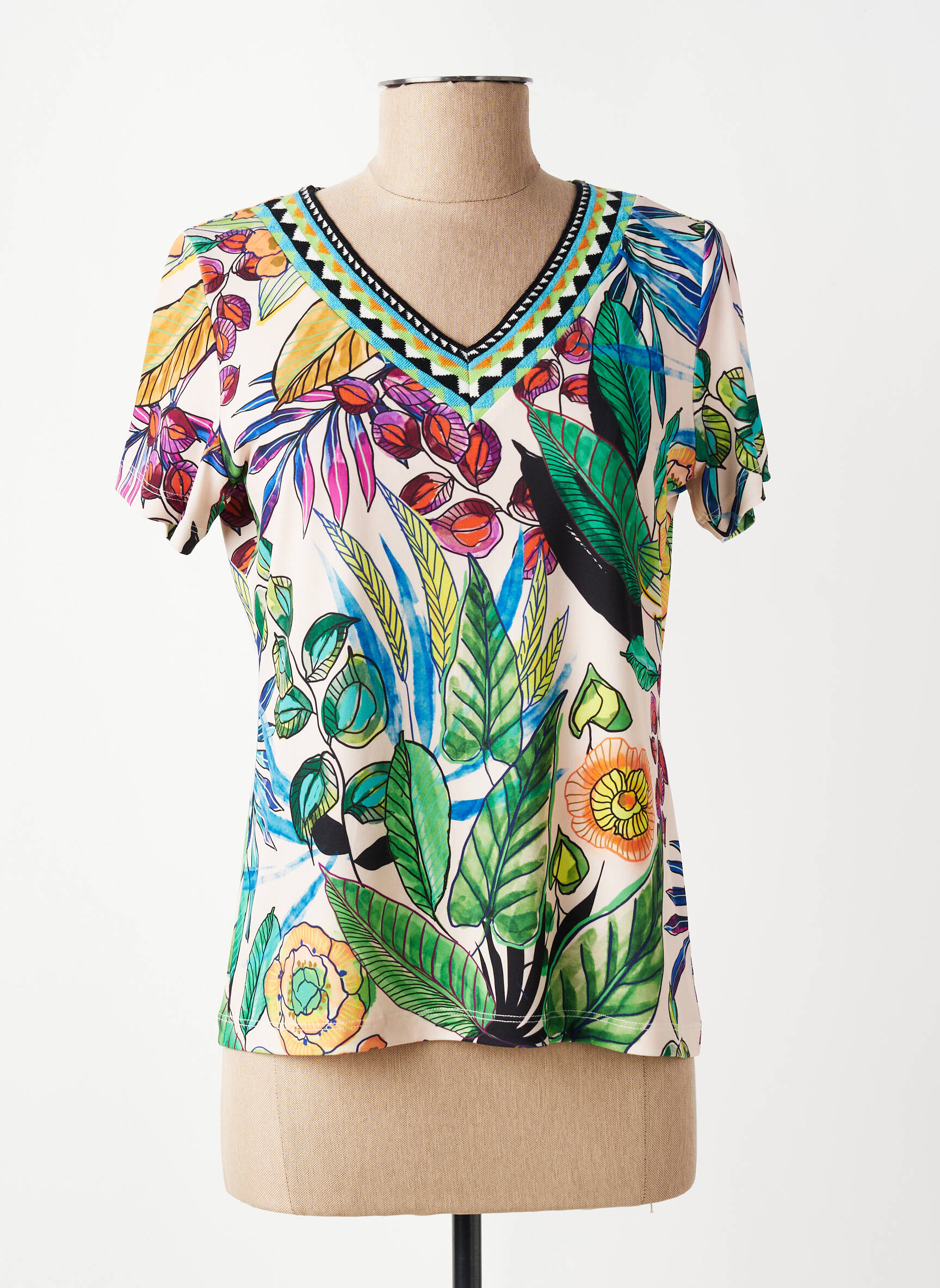 T-shirt imprimé fantaisie manches courtes vert TELMAIL femme