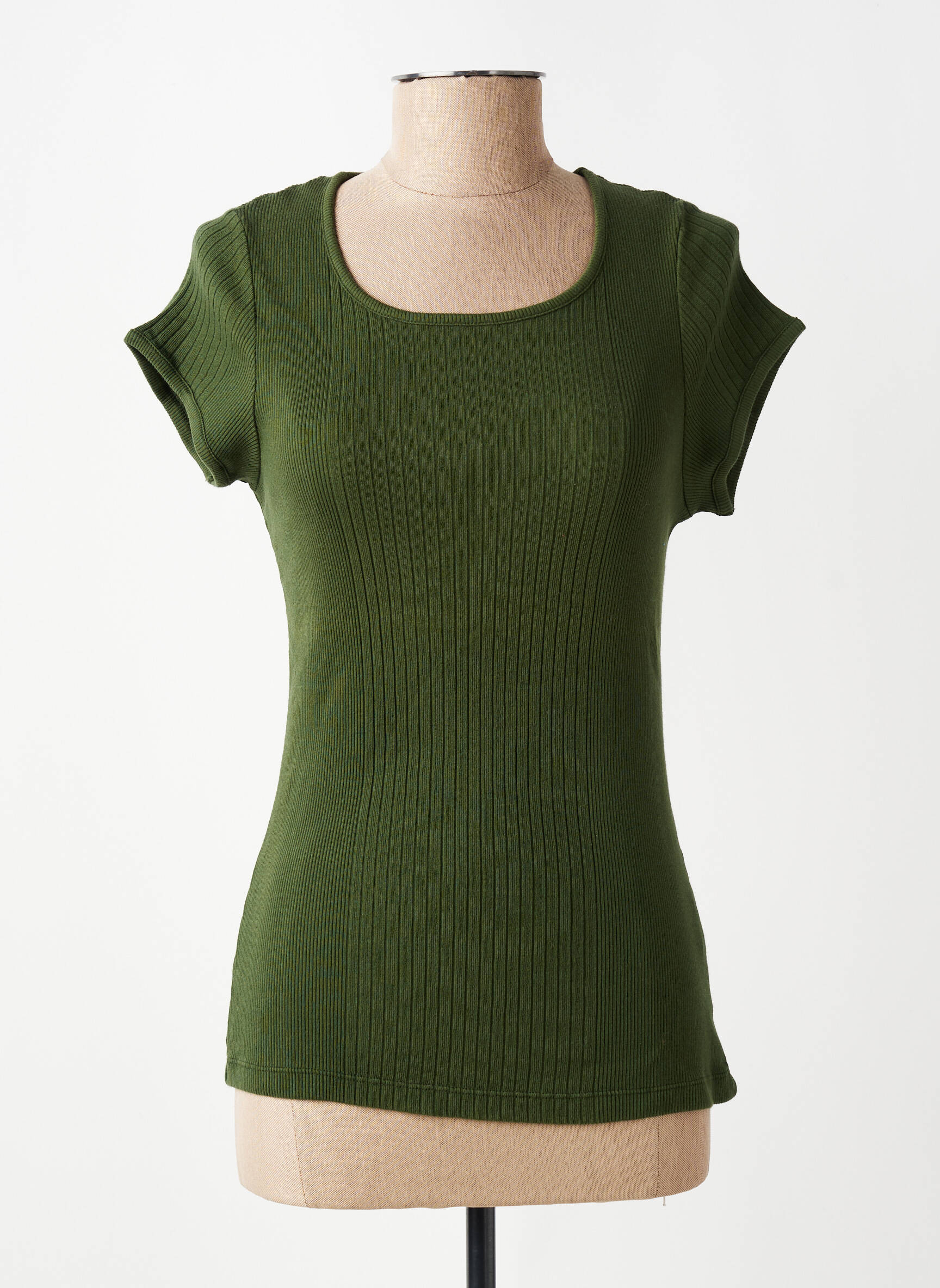 T-shirt stretch manches courtes vert MALOKA femme