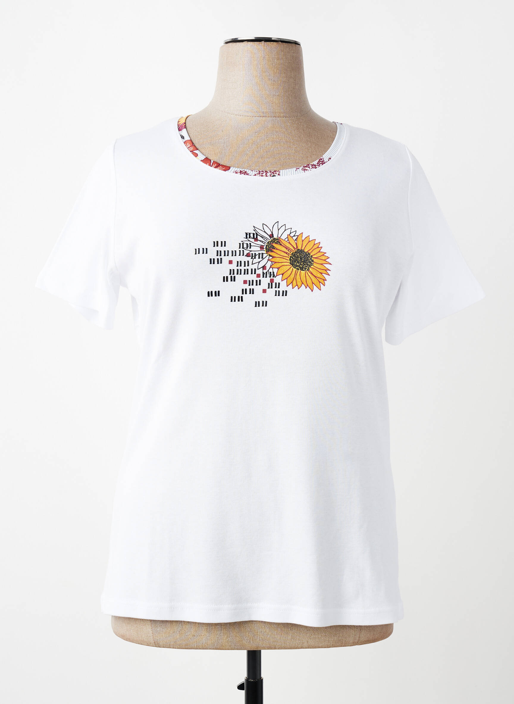 T-shirt sérigraphie floquée manches courtes blanc TELMAIL femme