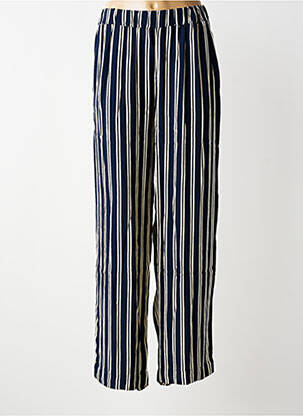 Pantalon droit tissage crêpe taille haute bleu MASAI femme