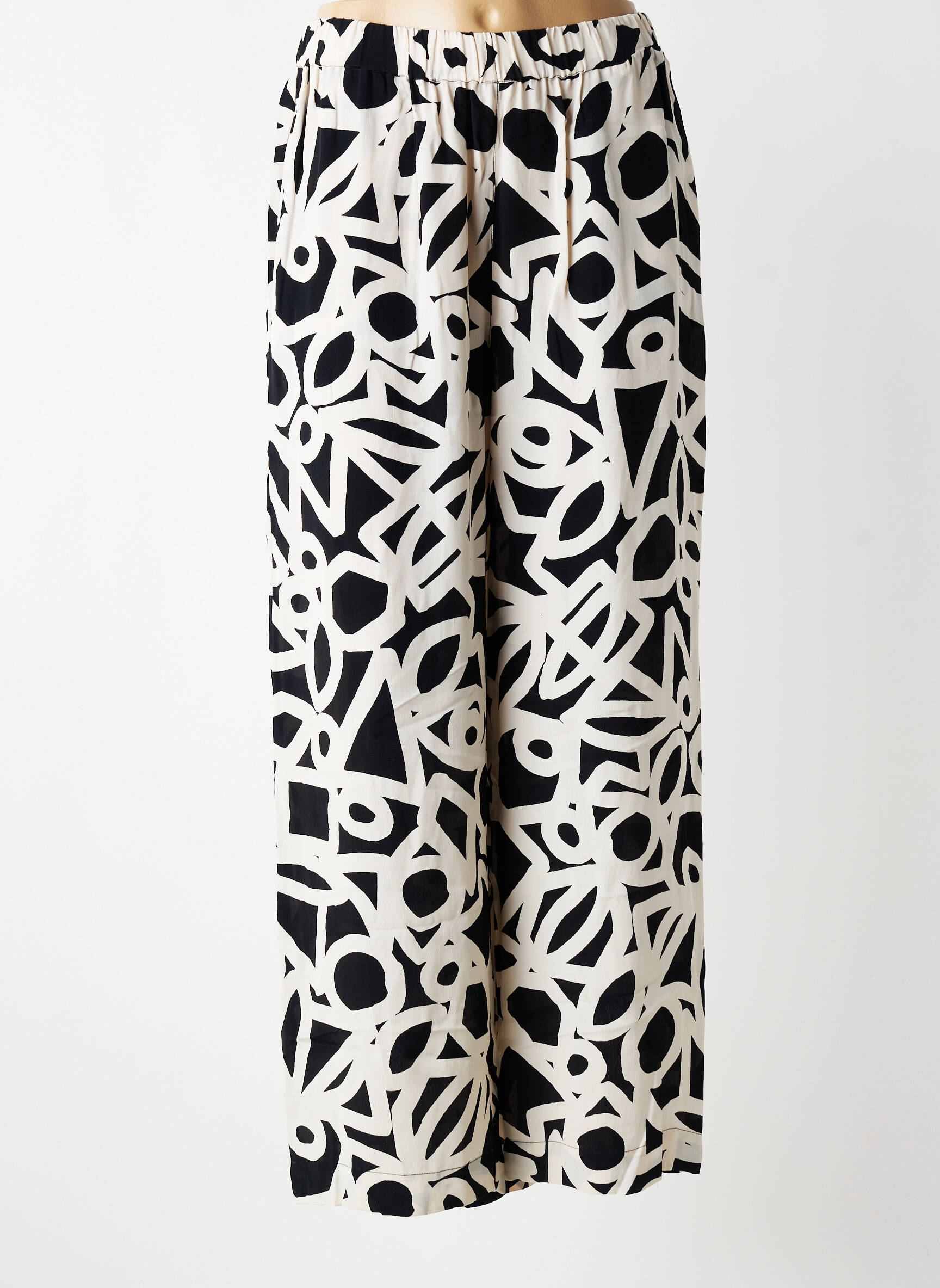 Pantalon large tissage crêpe taille normale beige MASAI femme