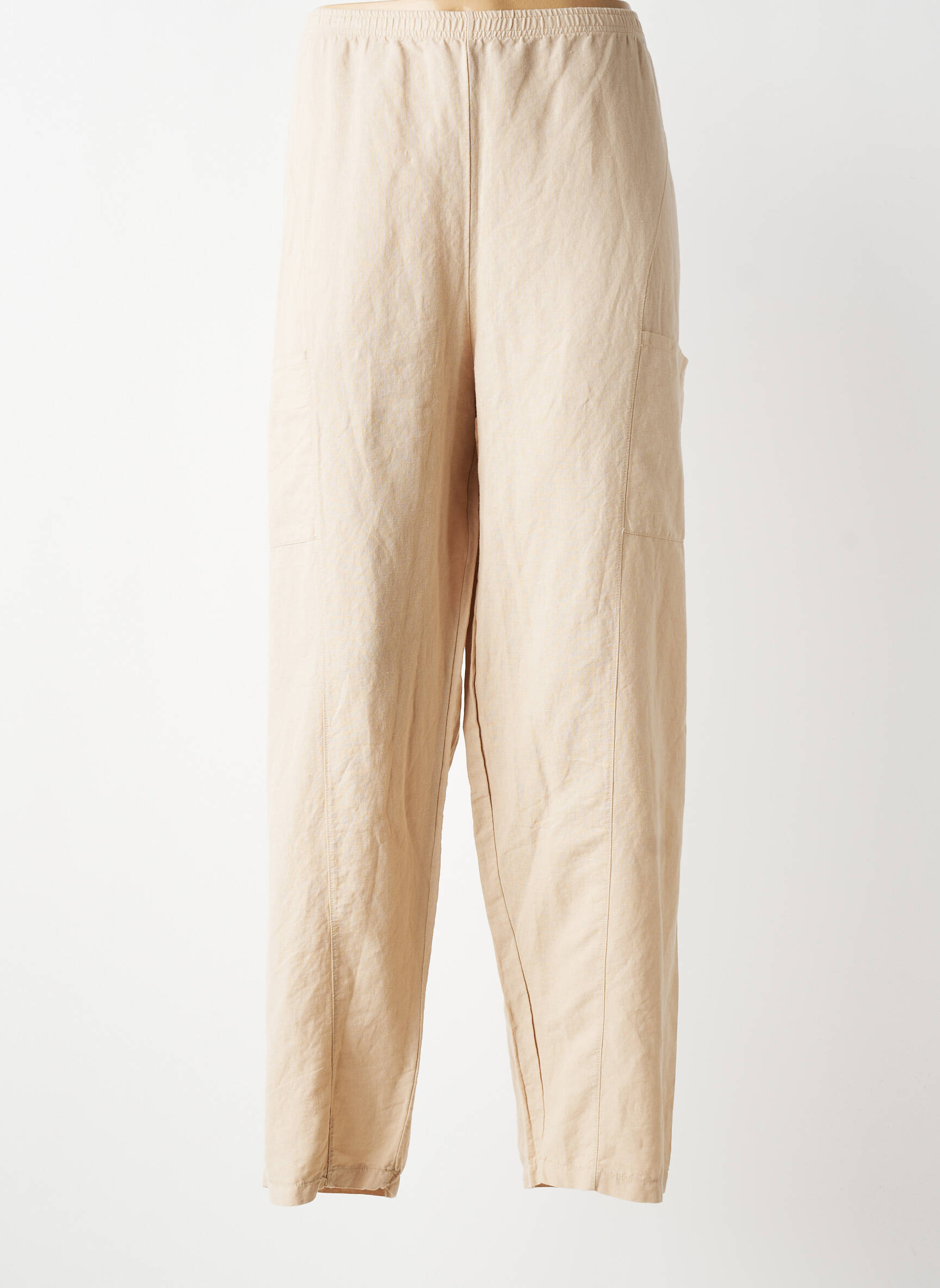 Pantalon droit tissage crêpe taille normale marron G!OZE femme