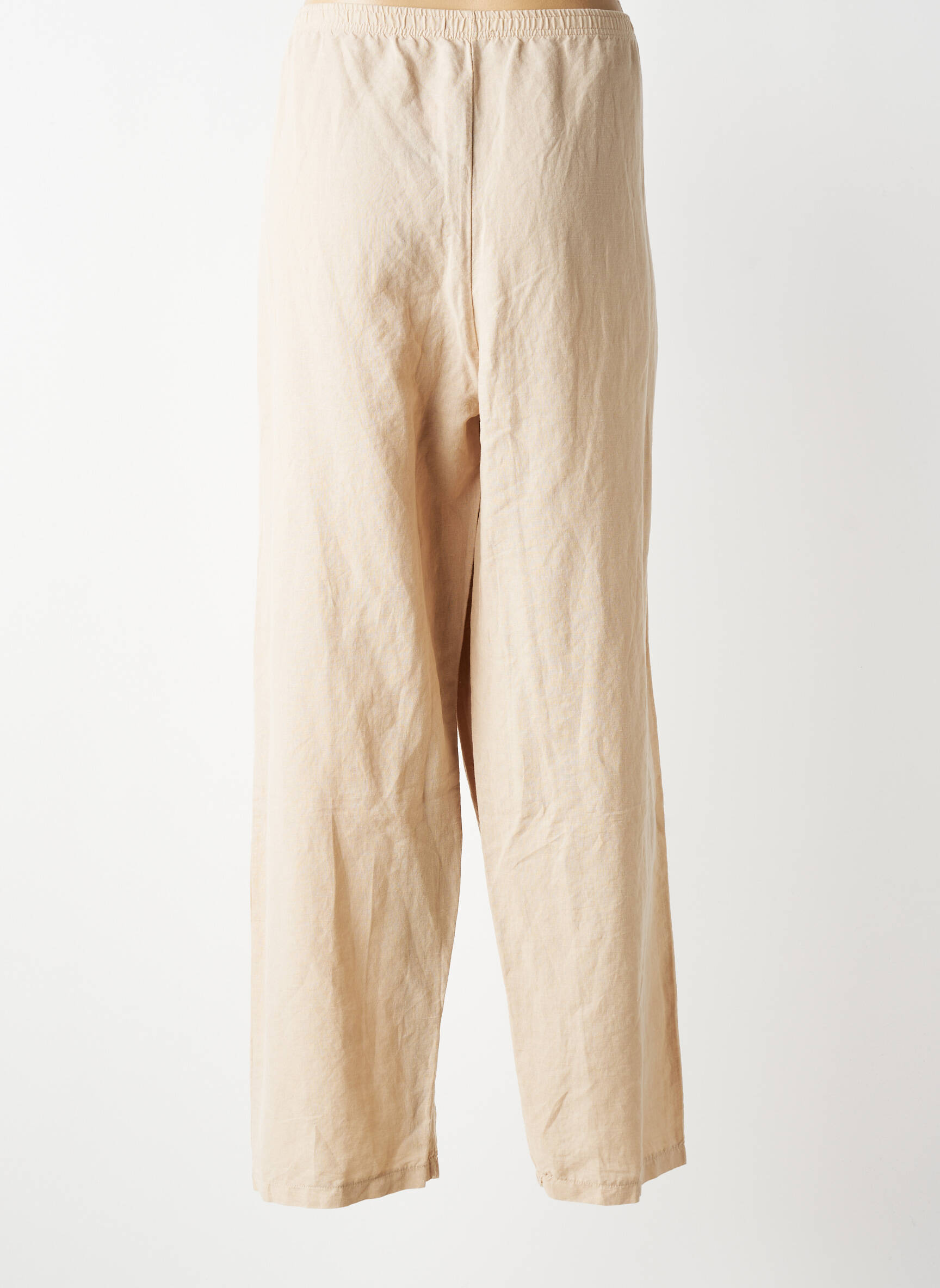 Pantalon droit tissage crêpe taille normale marron G!OZE femme