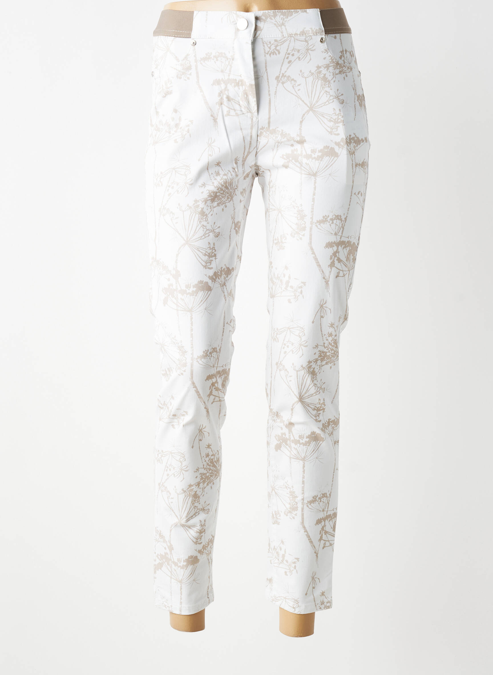 Pantalon 7/8 taille haute taille haute beige TONI femme