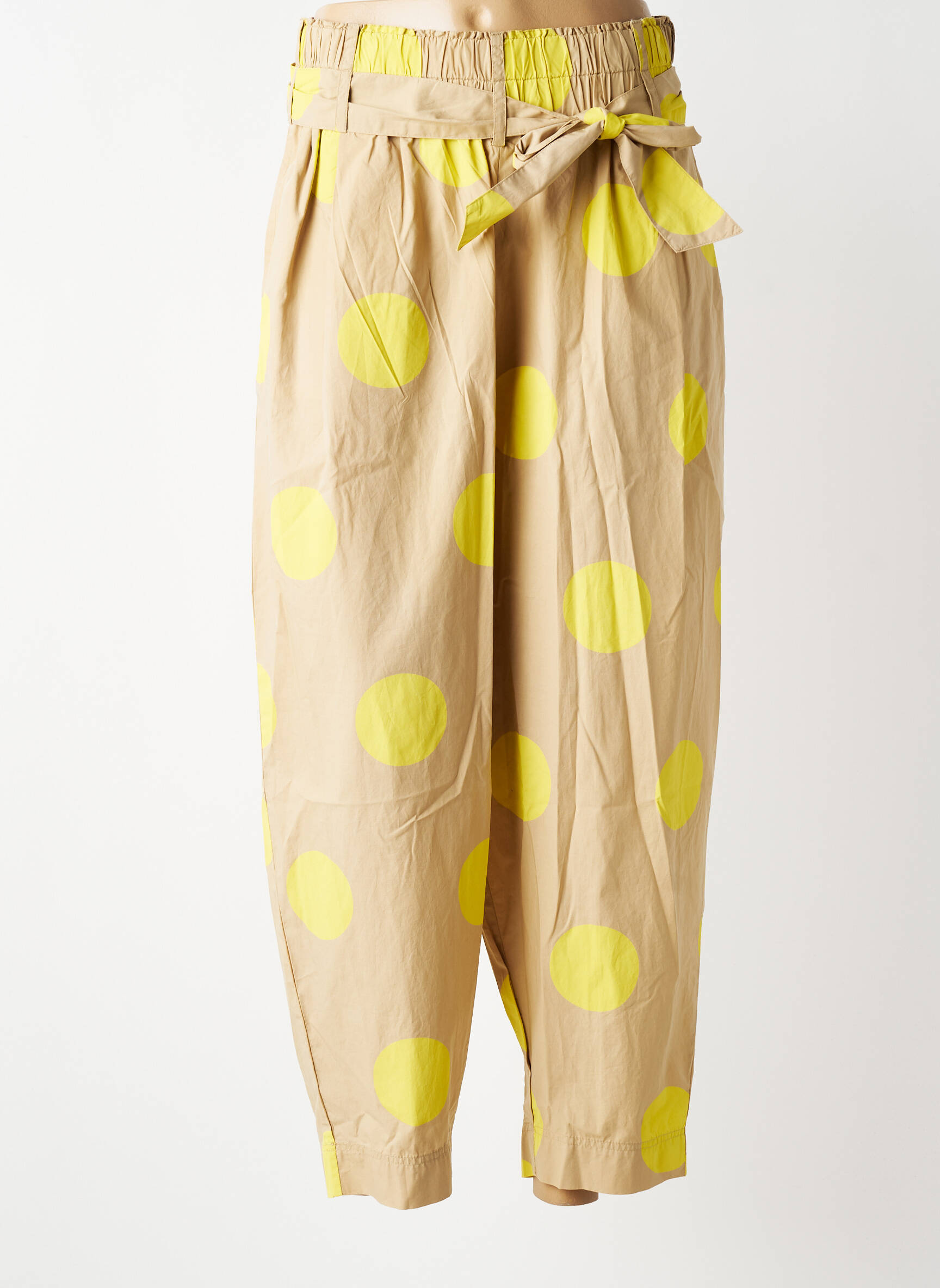 Pantalon droit coupe carotte taille haute beige MASAI femme