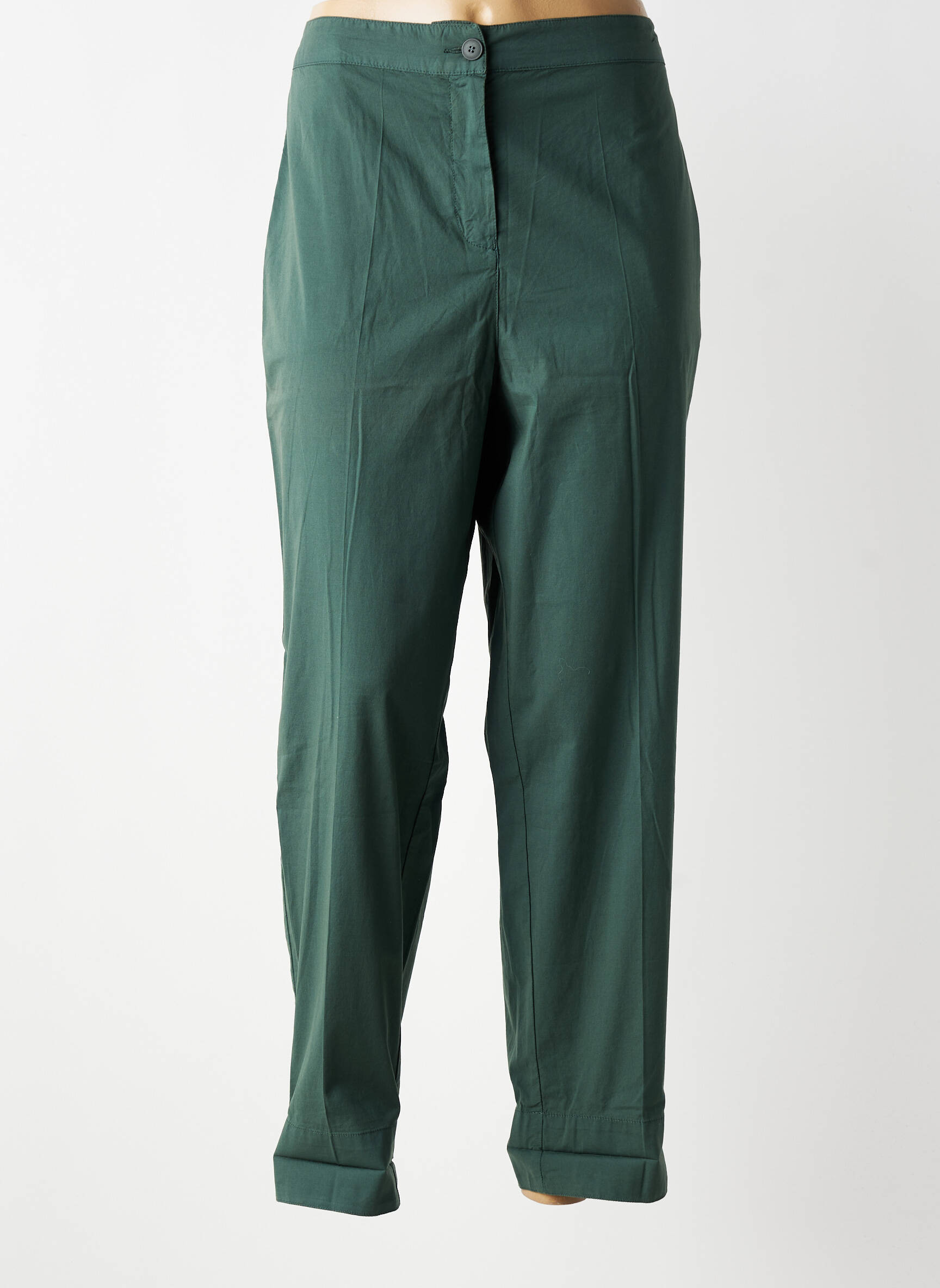 Pantalon droit taille à pinces taille haute vert MES SOEURS ET MOI femme