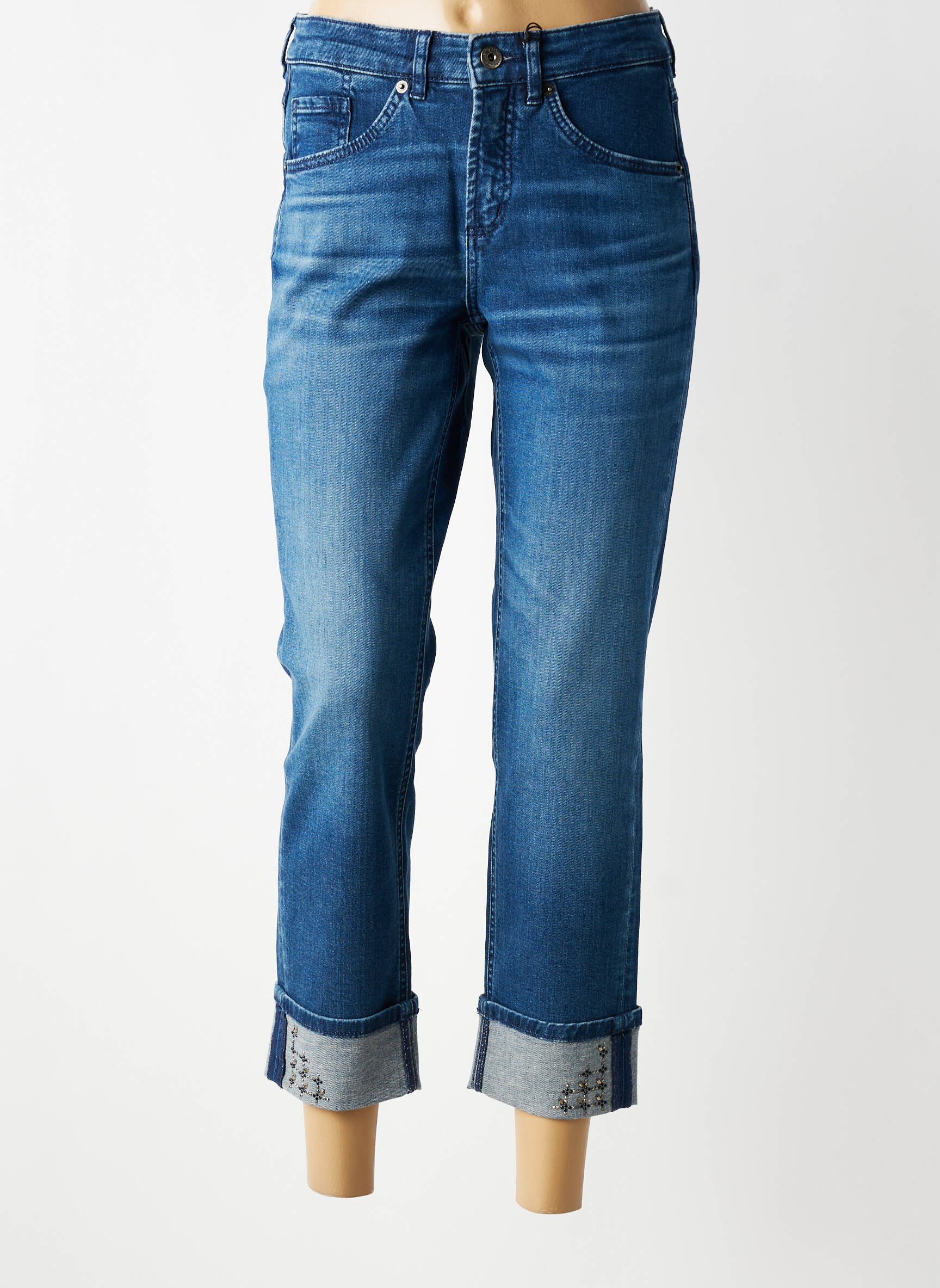 Jeans coupe slim taille haute taille haute bleu TONI femme