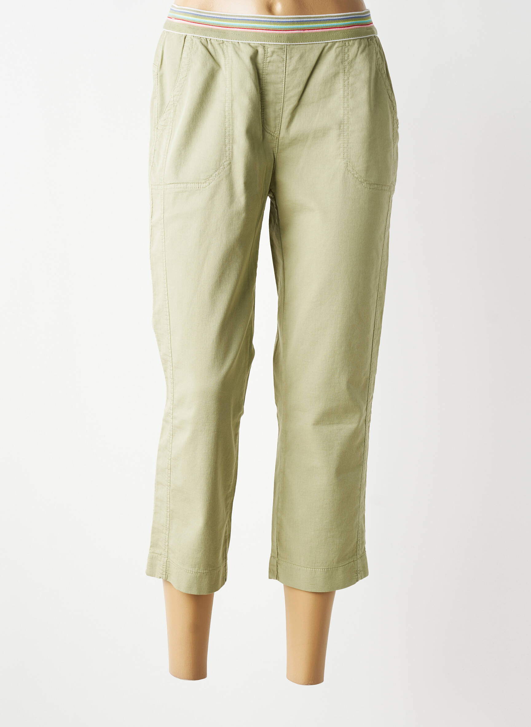 Pantacourt coupe droite taille normale vert TONI femme