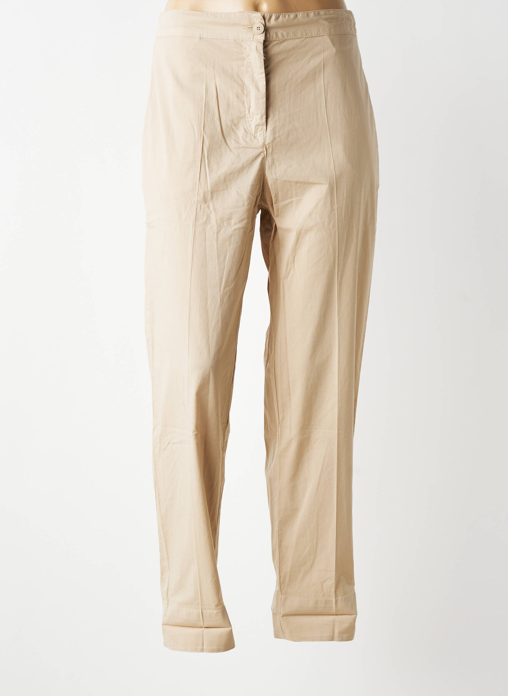 Pantalon droit tissage popeline taille normale beige MES SOEURS ET MOI femme