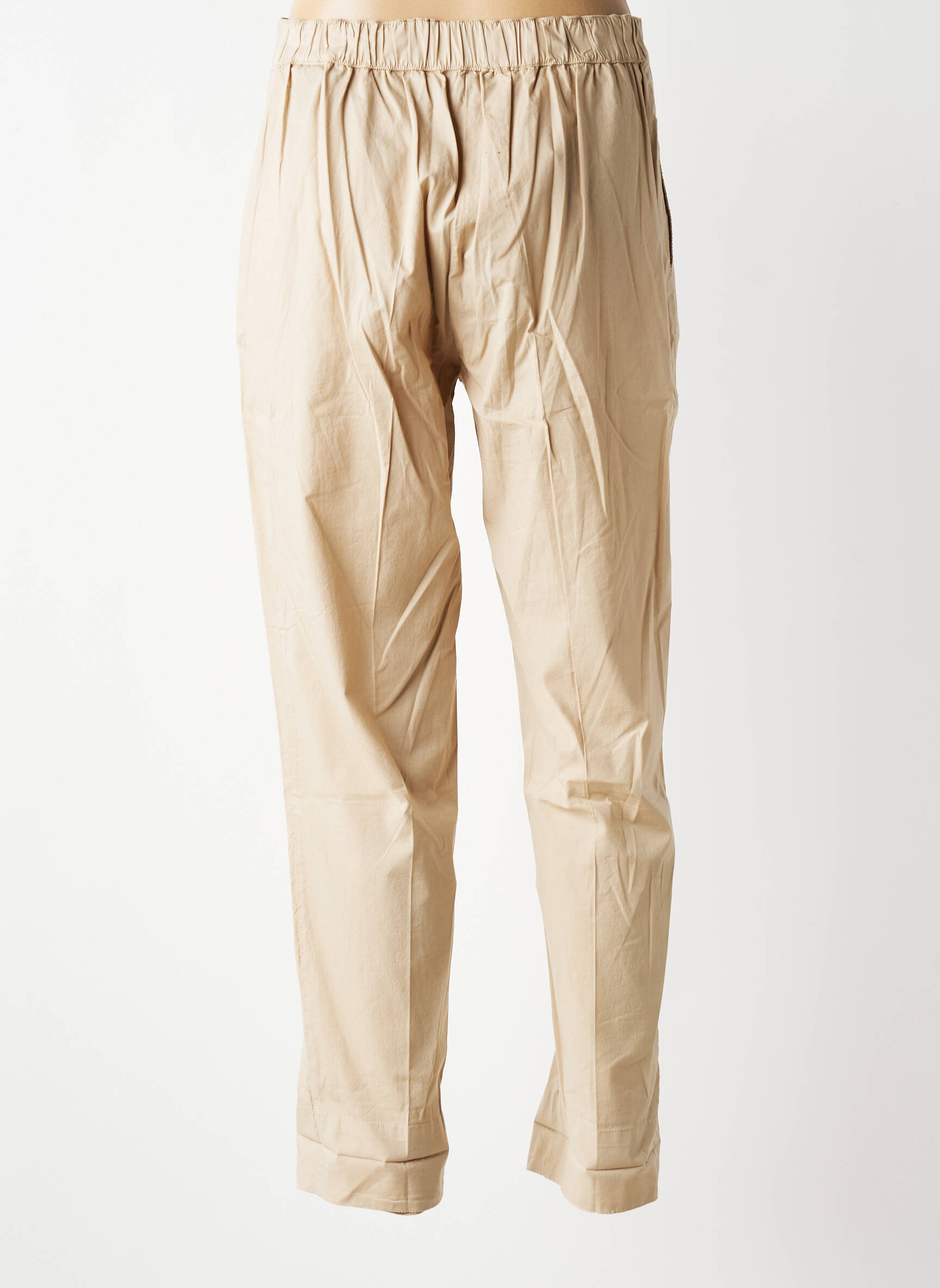 Pantalon droit tissage popeline taille normale beige MES SOEURS ET MOI femme