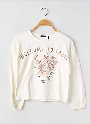 T-shirt coupe cintrée manches longues beige IKKS fille