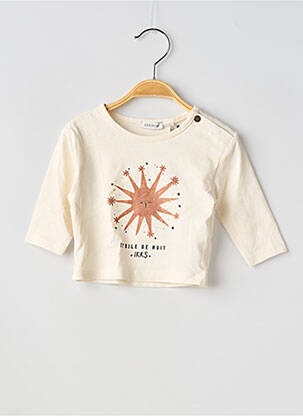 T-shirt coupe cintrée manches longues beige IKKS fille