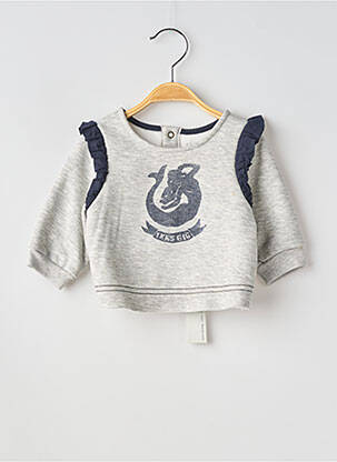 Sweat-shirt manches courtes et longues superposées manches longues gris IKKS fille