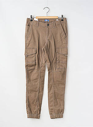 Pantalon cargo tissage popeline taille ajustable marron JACK & JONES garçon