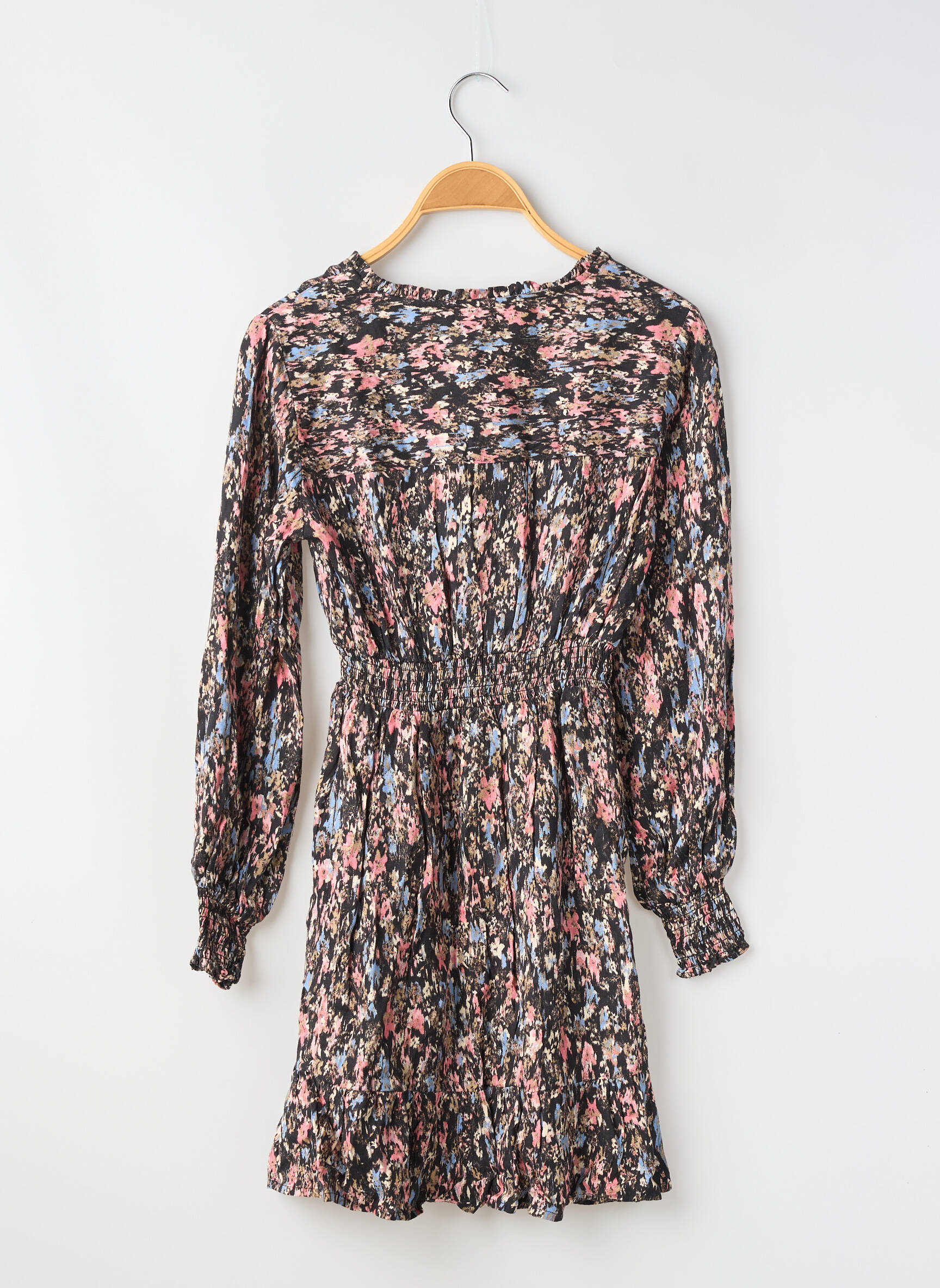 Robe mi-longue col rond manches longues noir GARCIA fille