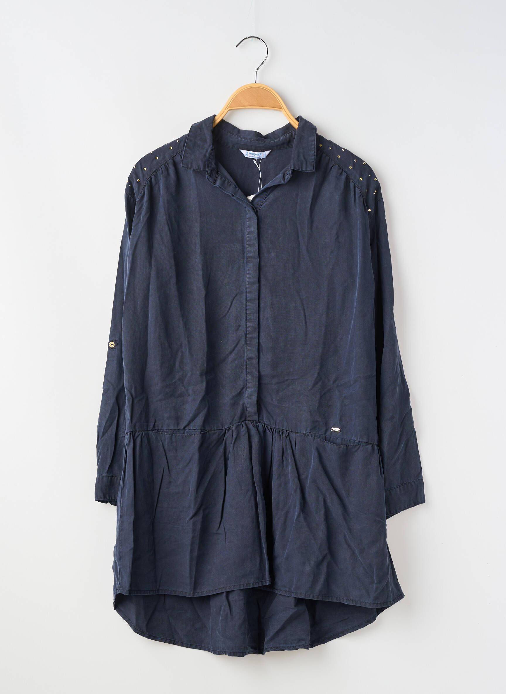 Robe mi-longue manches longues bleu MAYORAL fille