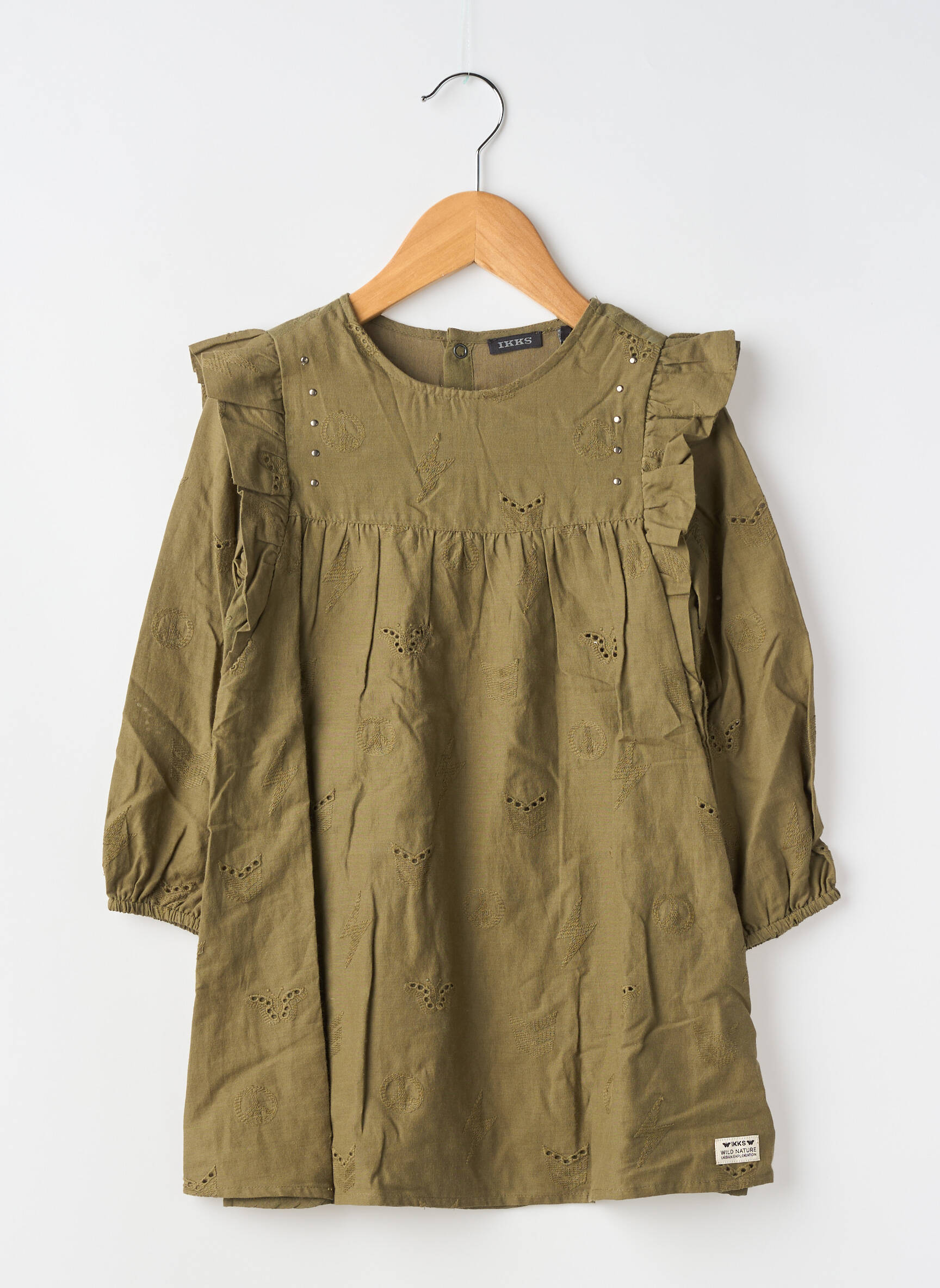 Robe mi-longue doublure manches longues vert IKKS fille