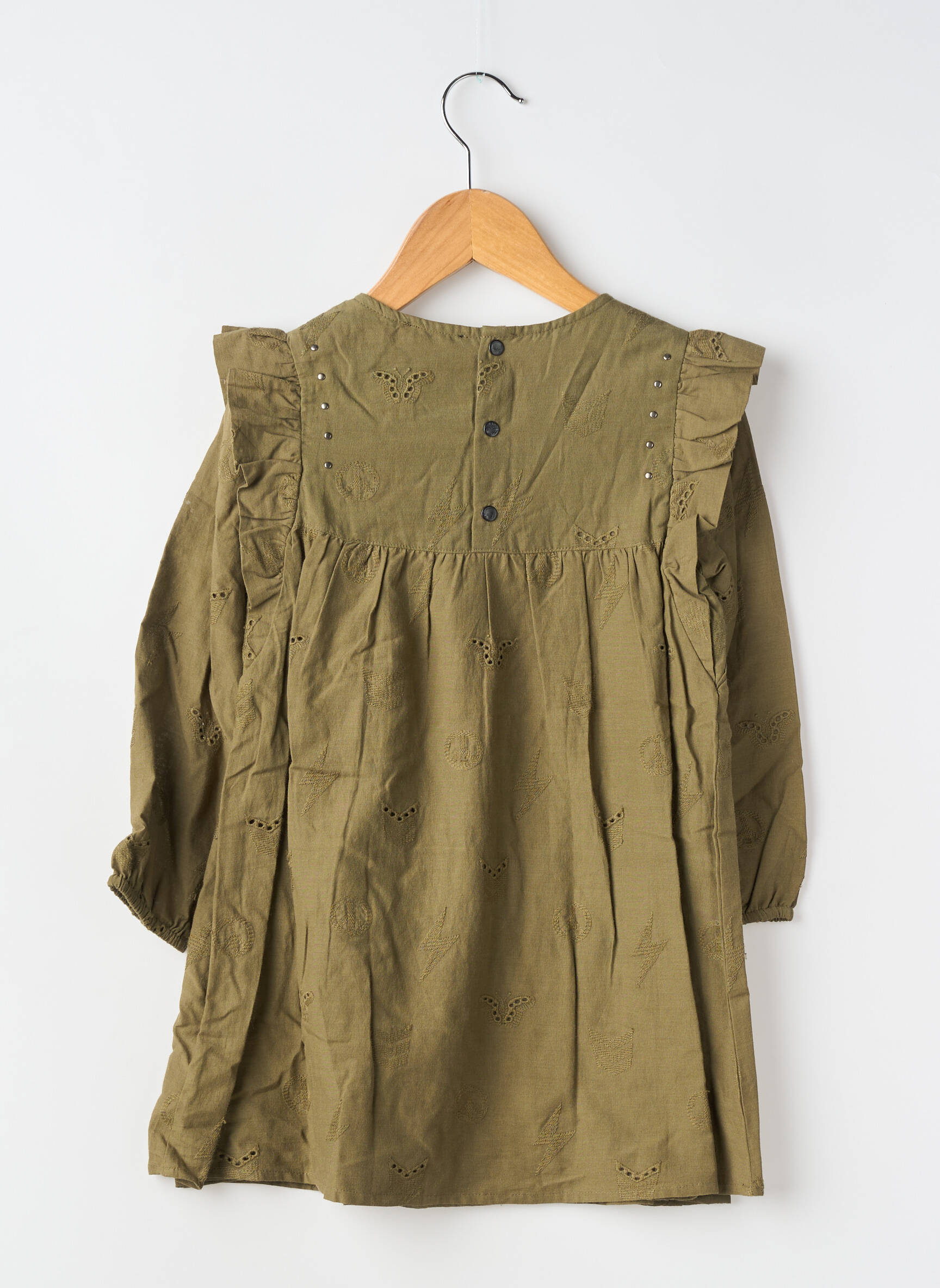 Robe mi-longue doublure manches longues vert IKKS fille