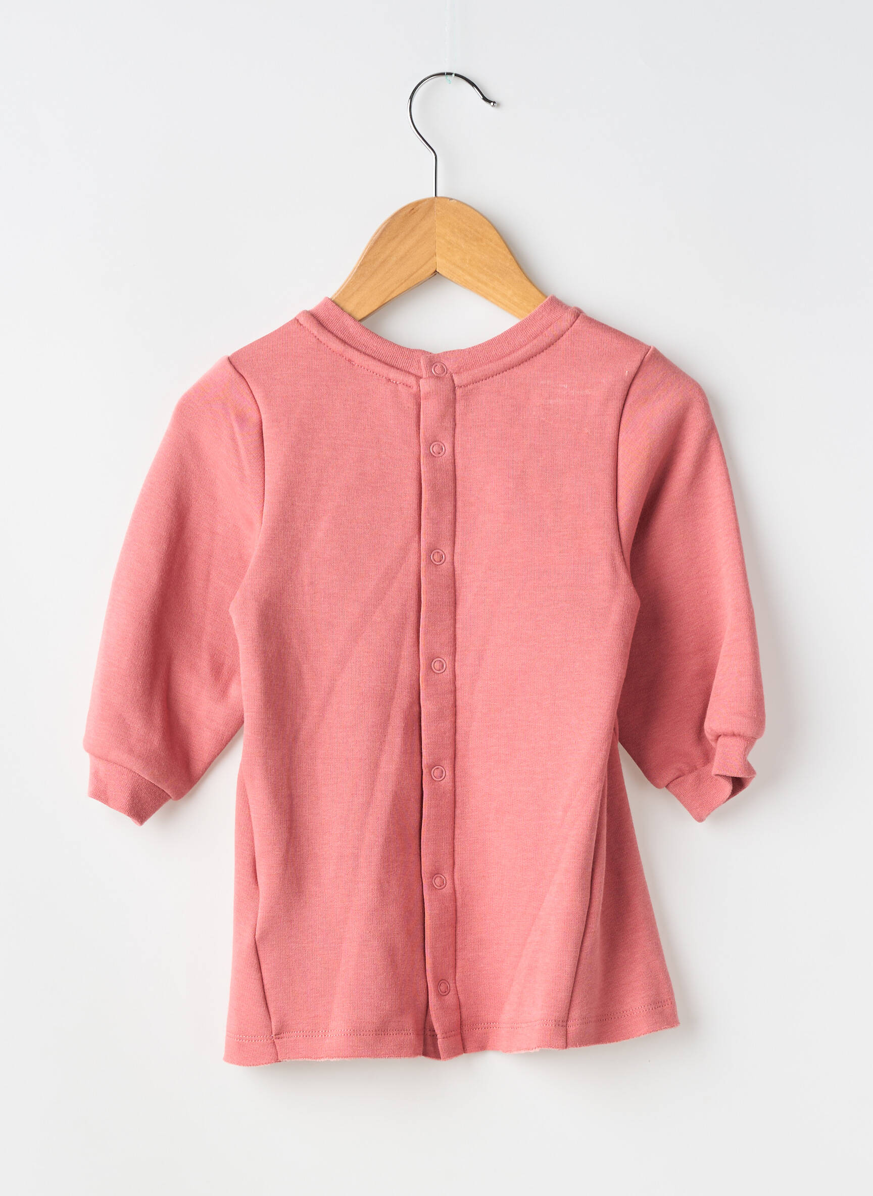 Robe mi-longue fermeture pressionnée manches longues rose IKKS fille