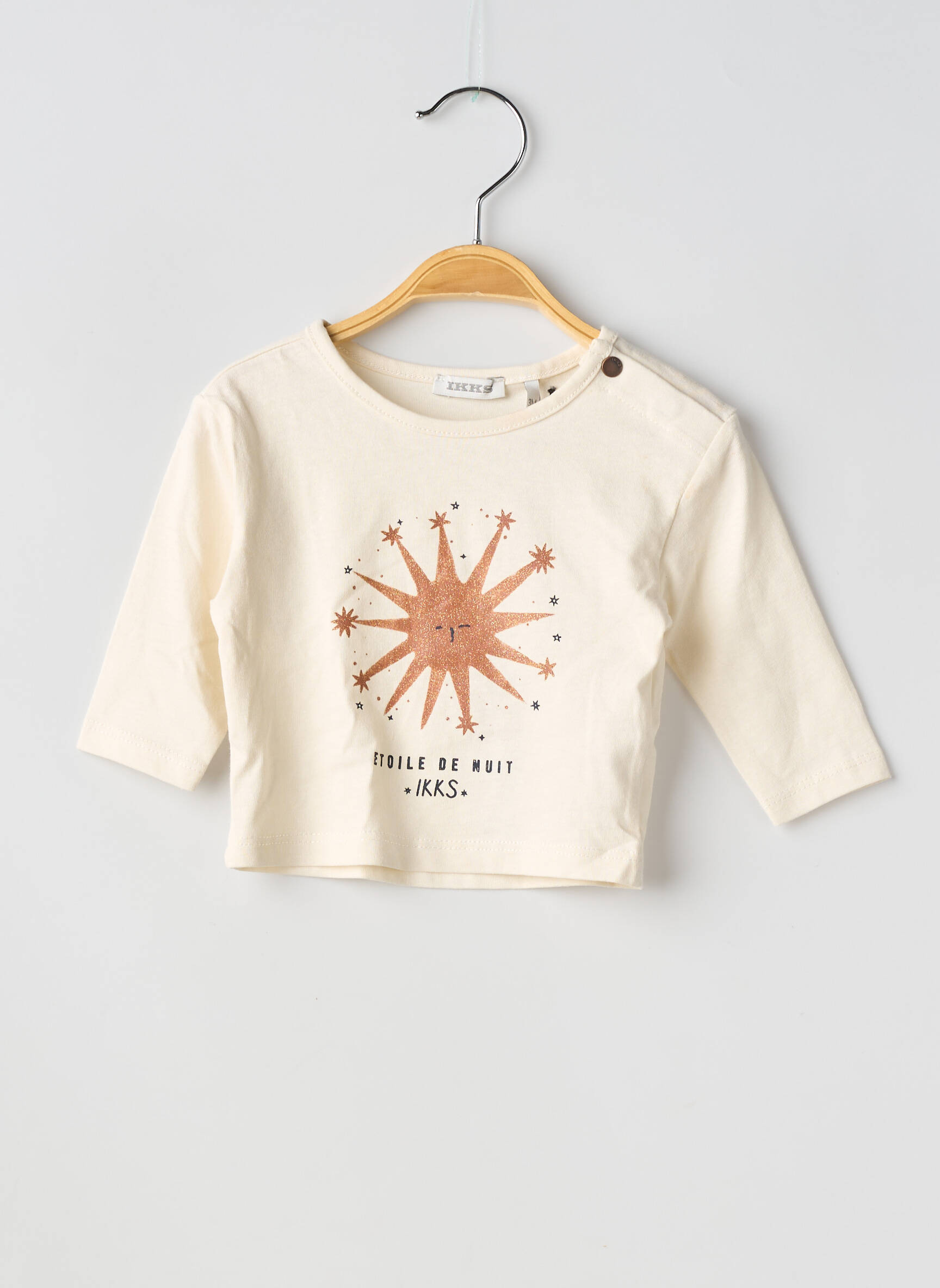 T-shirt coupe cintrée manches longues beige IKKS fille