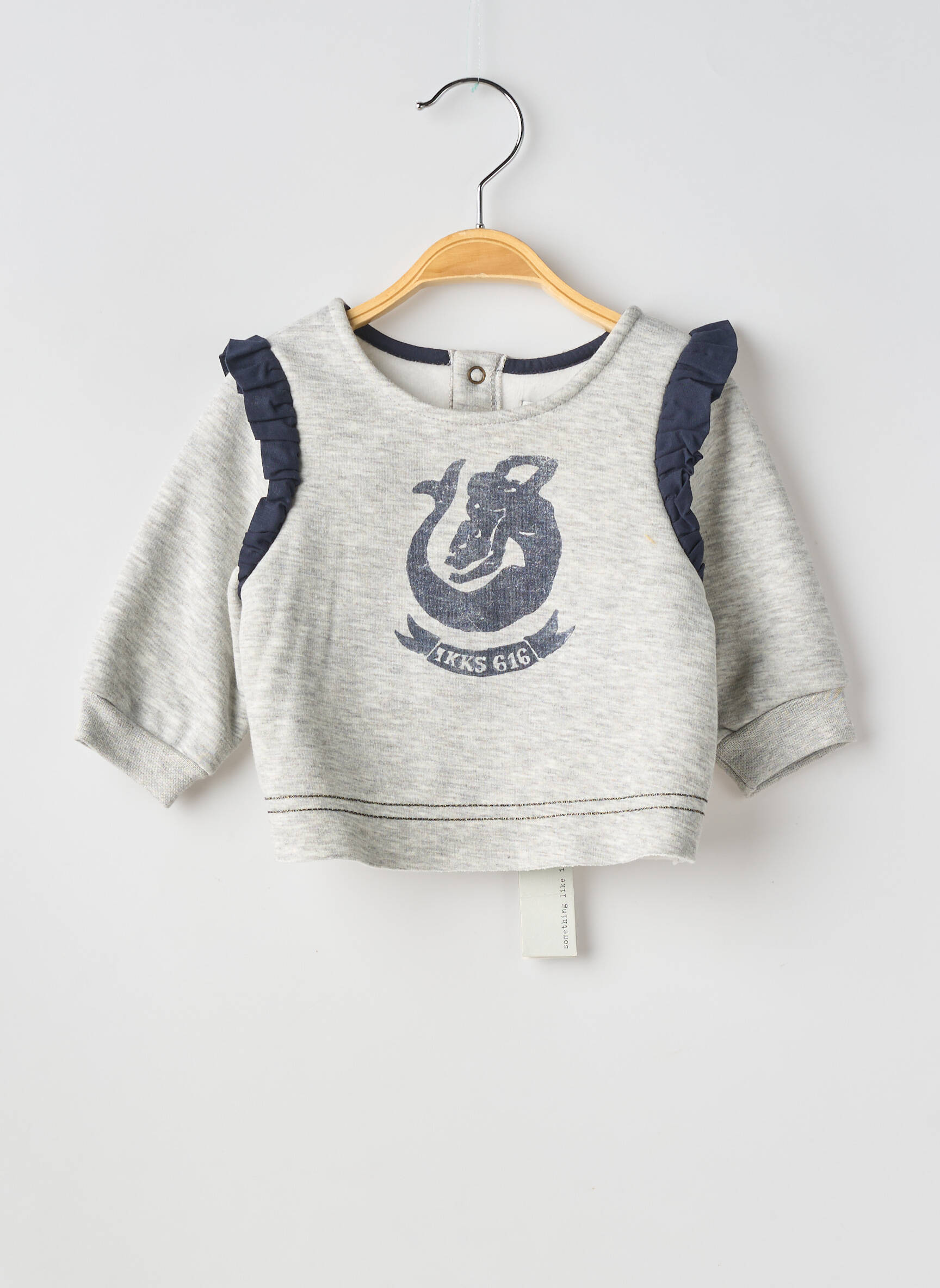 Sweat-shirt manches courtes et longues superposées manches longues gris IKKS fille