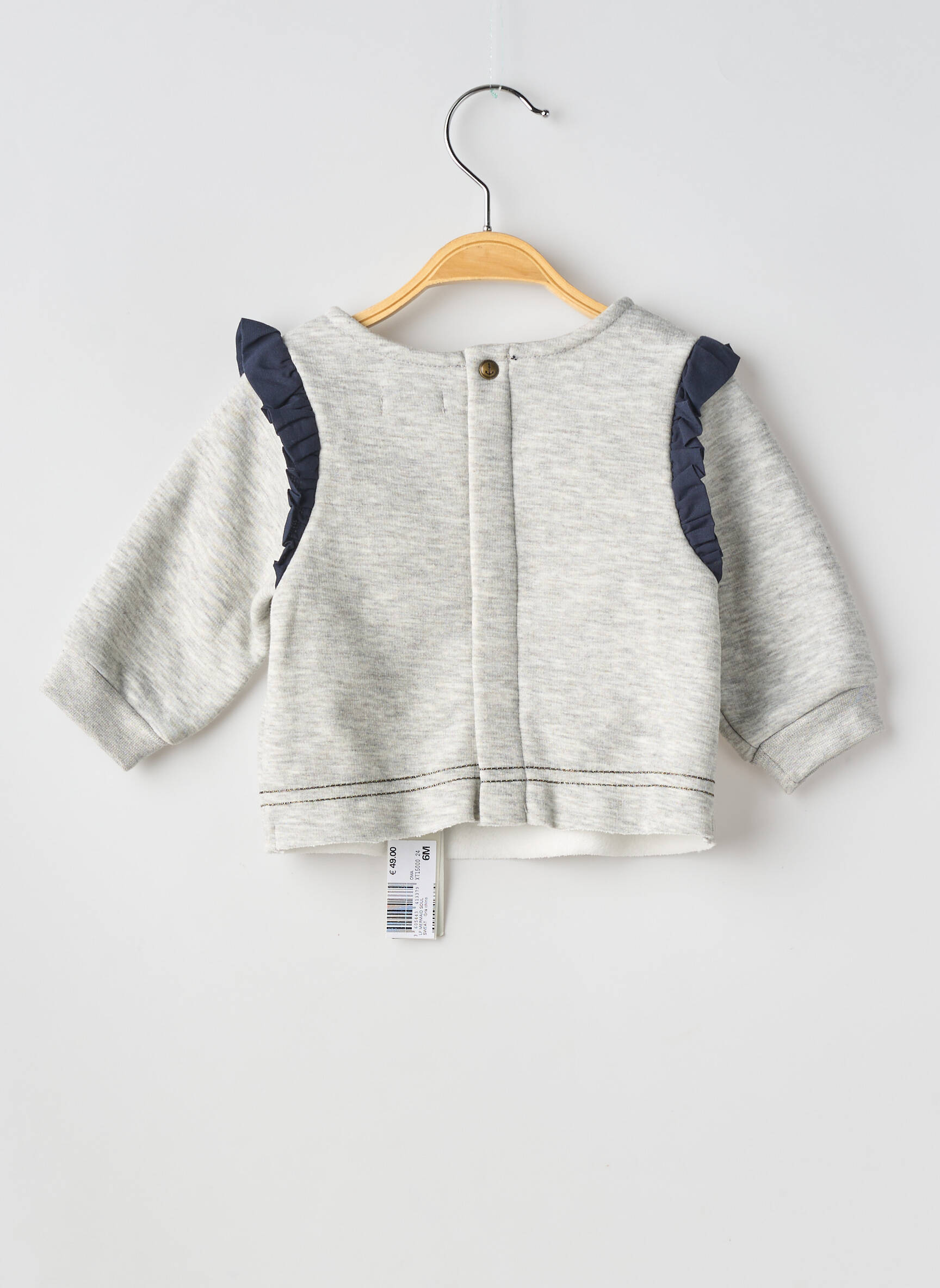 Sweat-shirt manches courtes et longues superposées manches longues gris IKKS fille