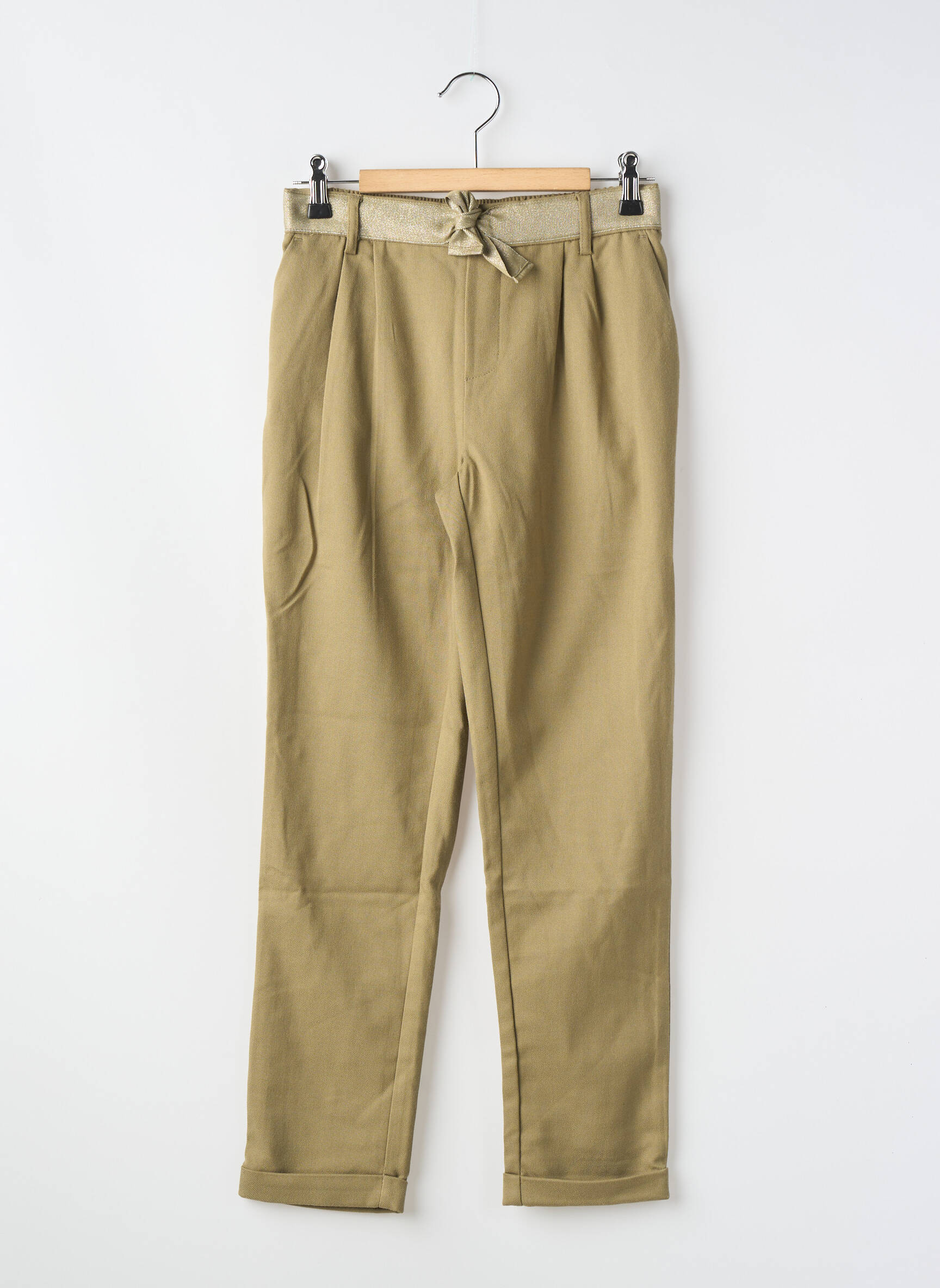 Pantalon droit coupe carotte taille ajustable vert ONLY fille