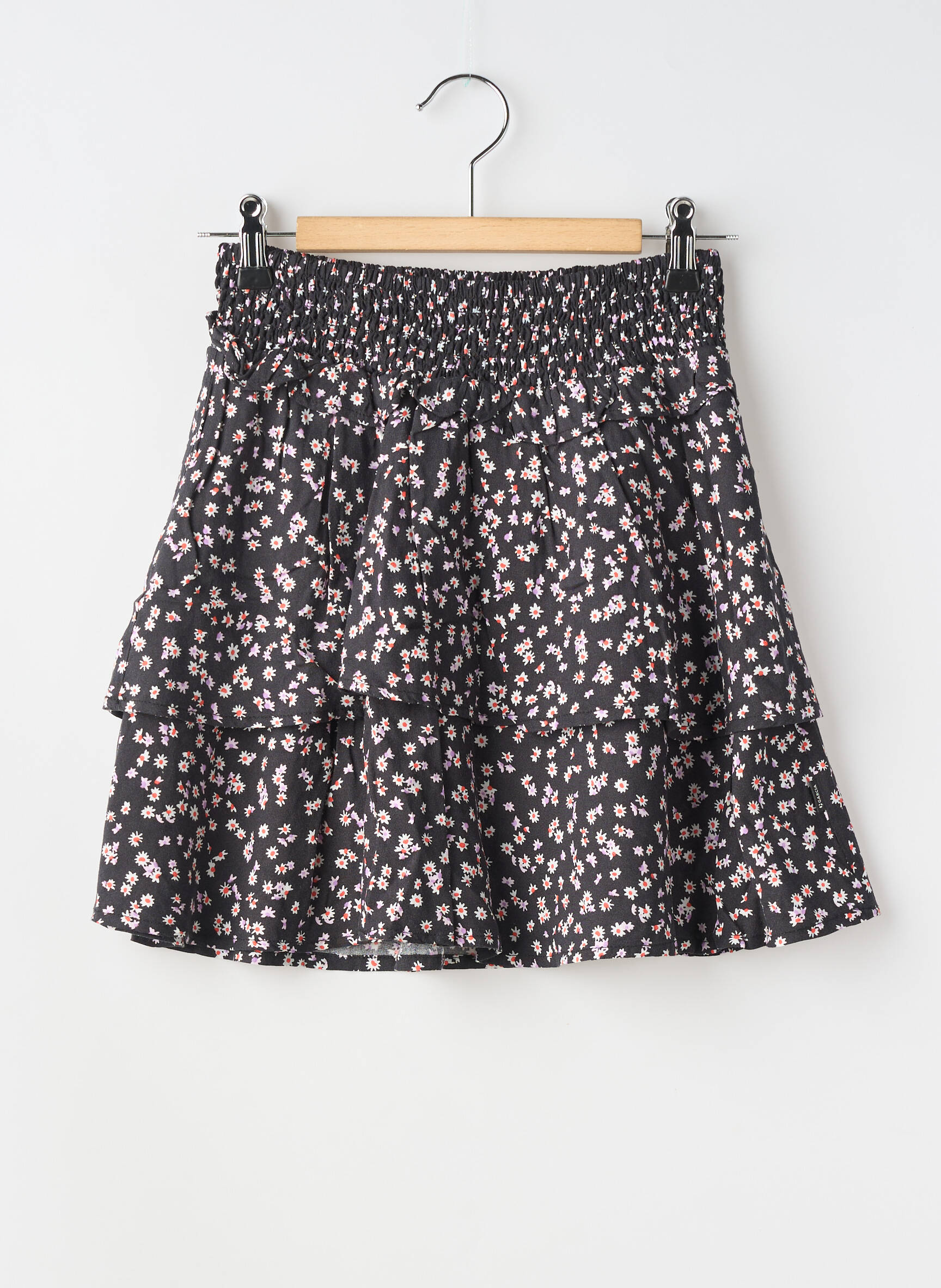Jupe mi-longue imprimé fleurs noir GARCIA fille
