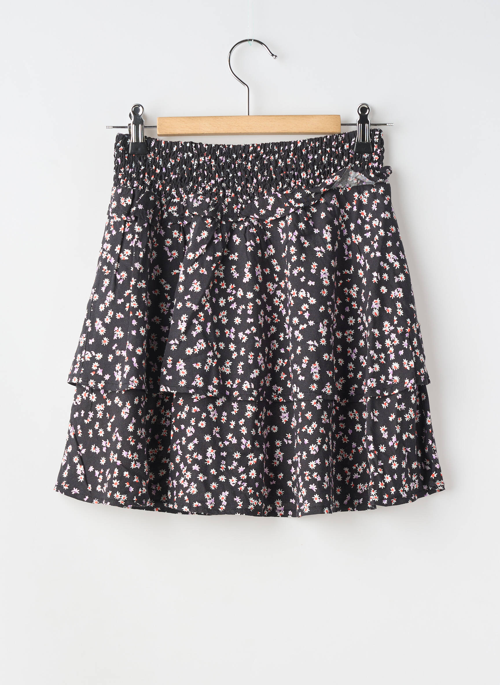 Jupe mi-longue imprimé fleurs noir GARCIA fille