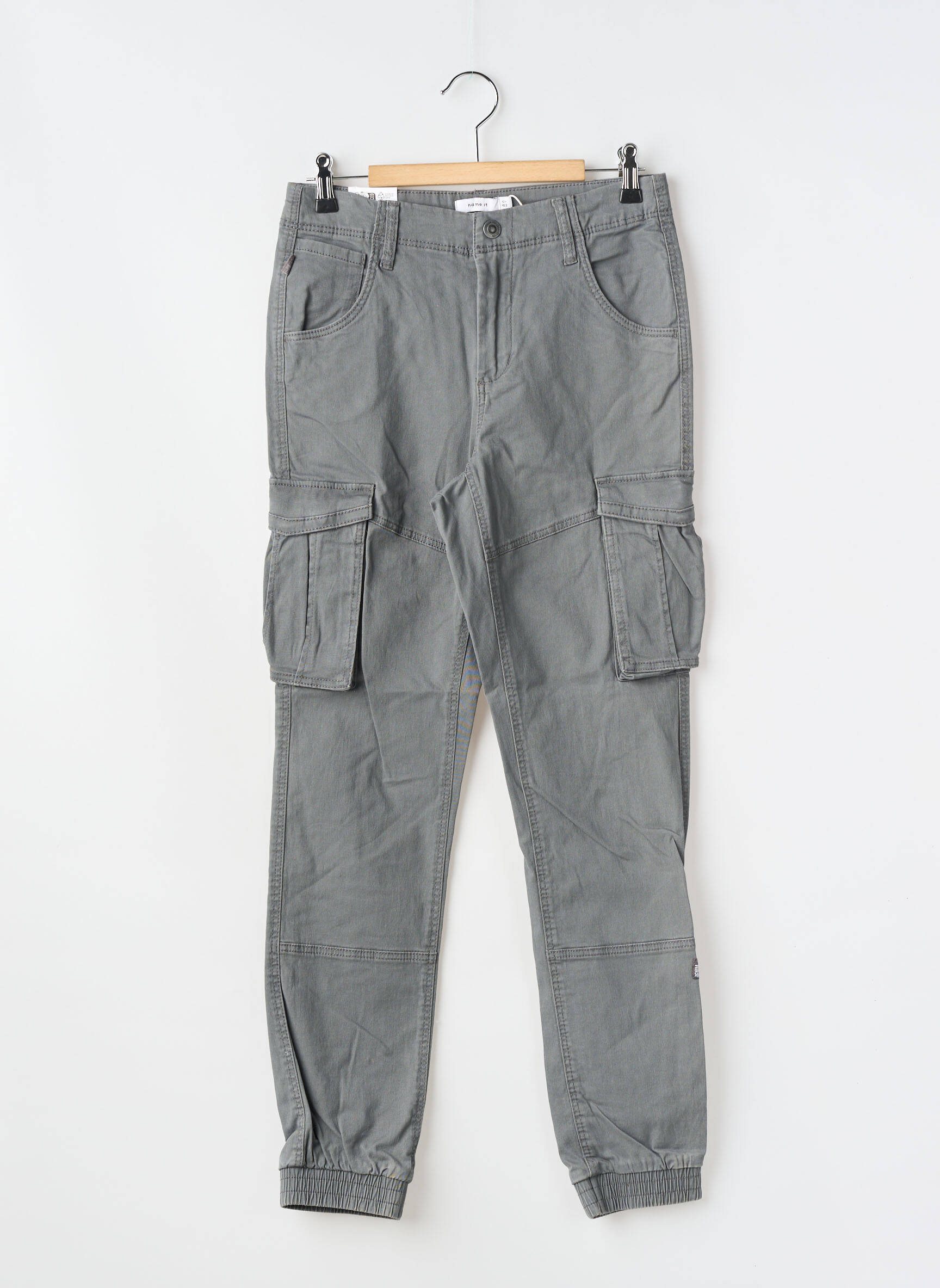 Pantalon cargo tissage popeline taille ajustable gris NAME IT garçon