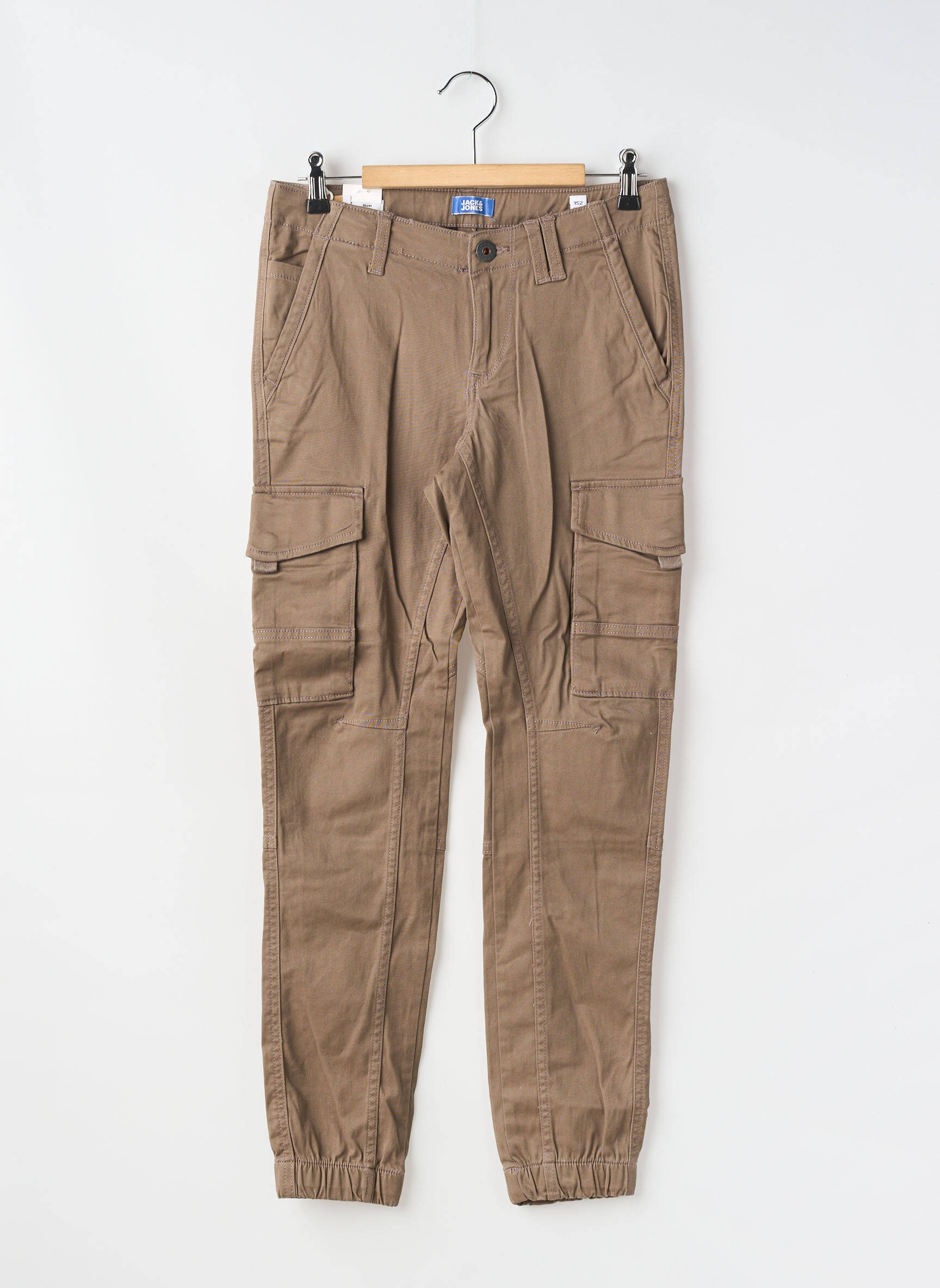 Pantalon cargo tissage popeline taille ajustable marron JACK & JONES garçon