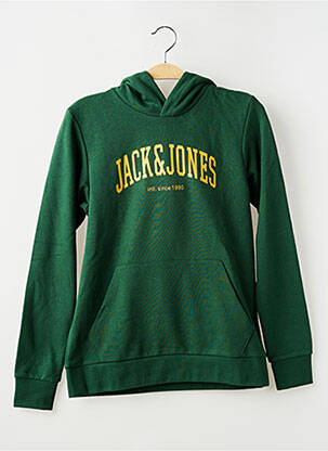 Sweat-shirt à capuche poches manches longues vert JACK & JONES garçon