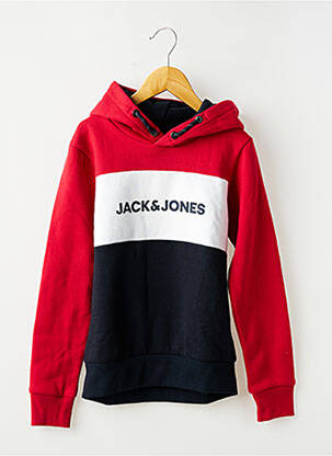 Sweat-shirt à capuche tissage molletoné manches longues rouge JACK & JONES garçon